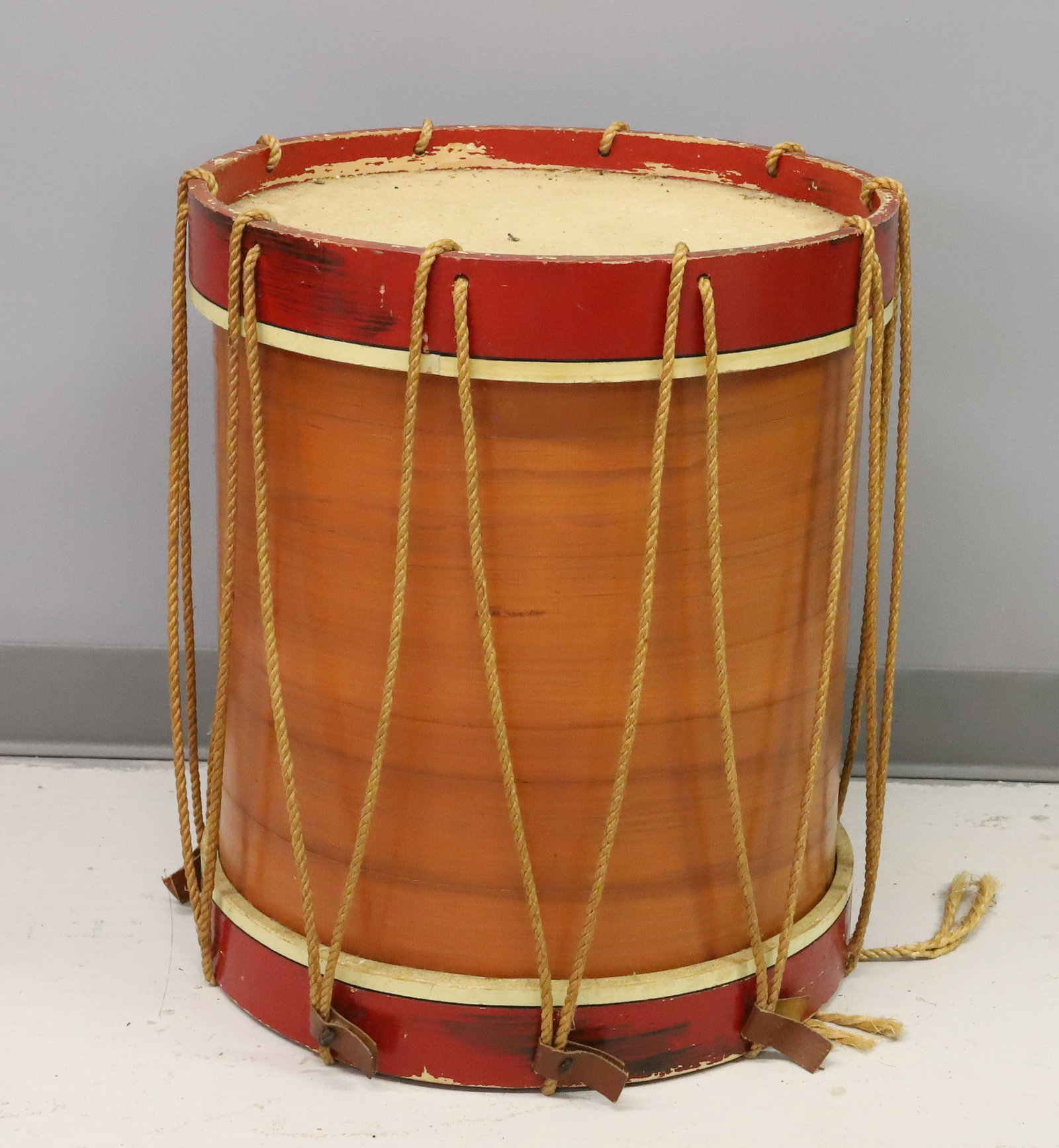 FOLK PAINTED DRUM SIDE TABLE - 3