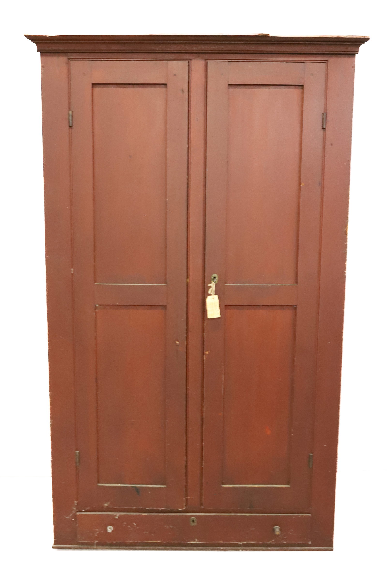 19TH C. RED TWO-DOOR CUPBOARD (1 of 8)
