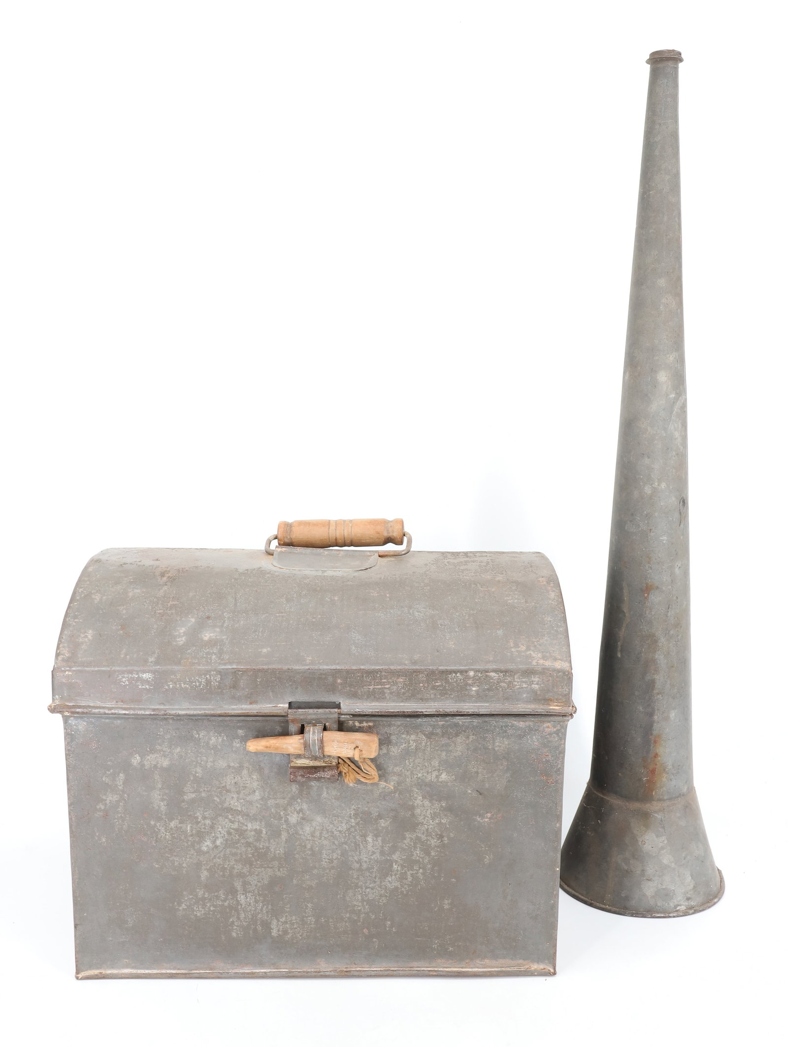 GALVANIZED TIN HORN AND DOCUMENT BOX (1 of 8)