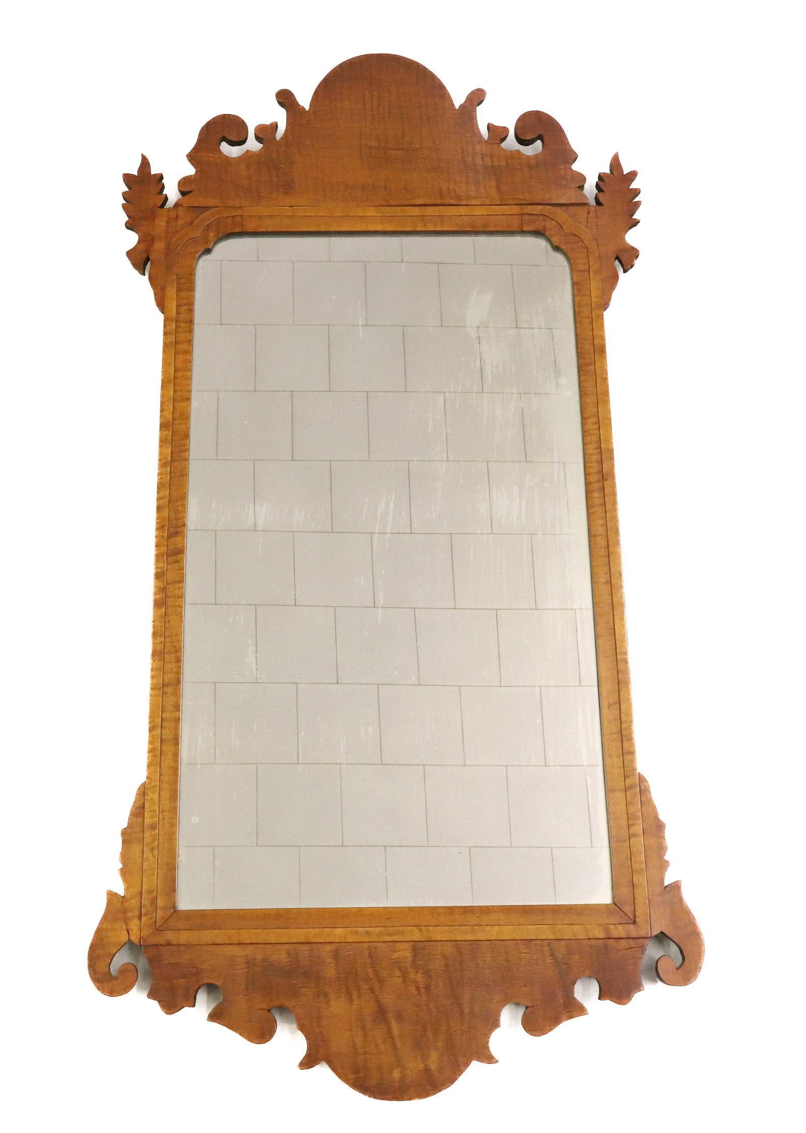 TIGER MAPLE CHIPPENDALE-STYLE MIRROR (1 of 7)