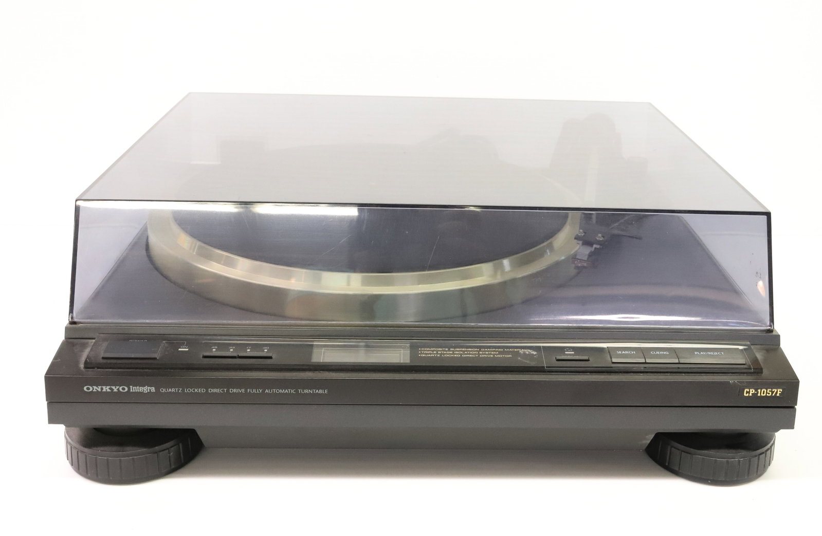 ONKYO TURNTABLE: ONKYO TURNTABLE MOD. CP1057F SER. NO. 1604001662 PLEASE READ CAREFULLY - ITEMS MUST BE PAID FOR THROUGH LIVE AUCTIONEERS OR WITH CASH OR CHECK IN PERSON - Terms for Purchasing and Shipping of Auction 