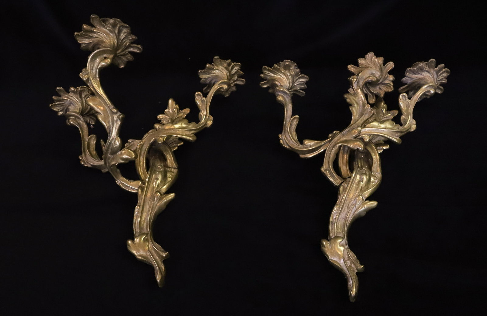 PAIR OF BRASS WALL SCONCES (1 of 5)