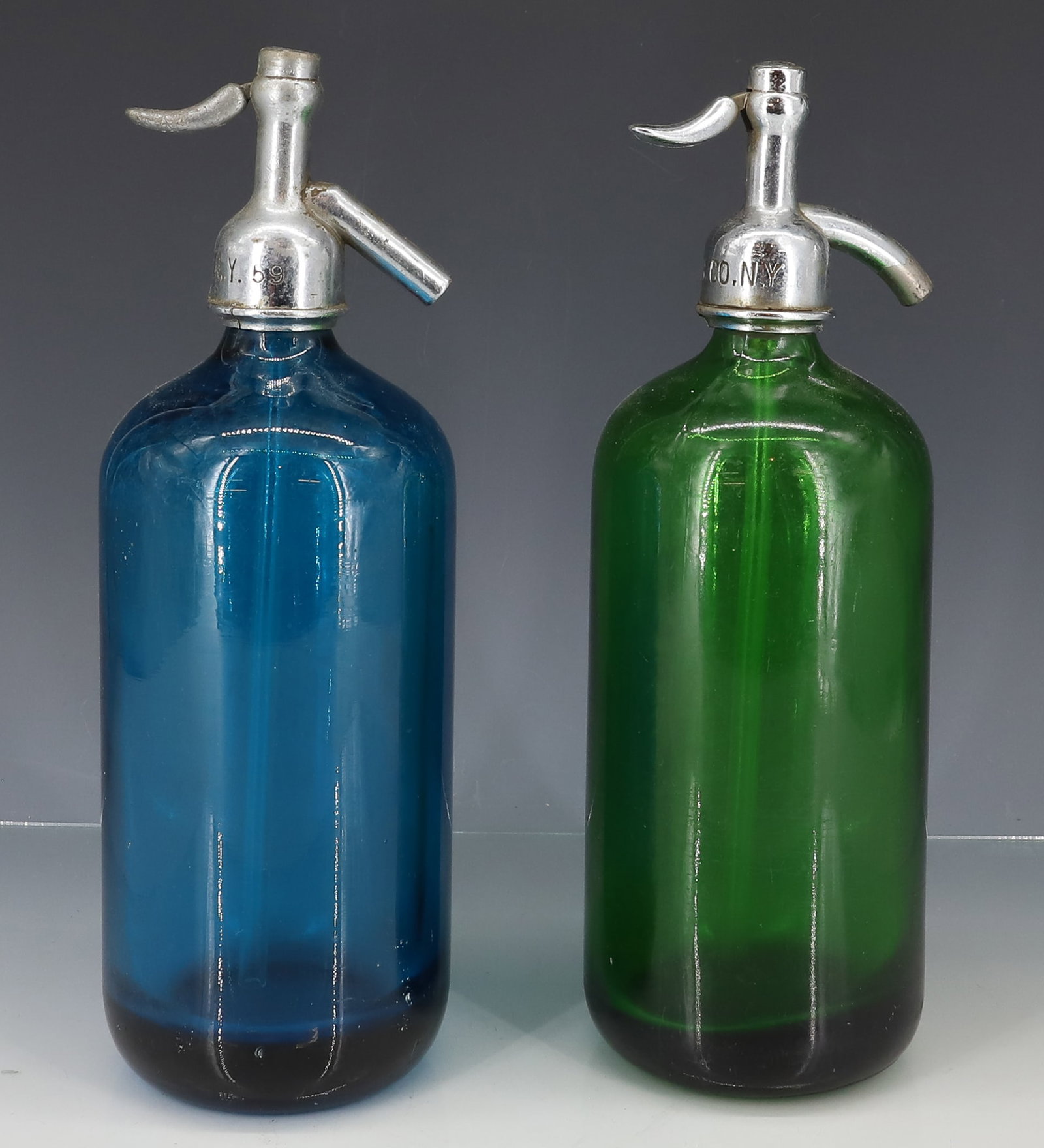 (2) COLORED SELTZER BOTTLES - 3