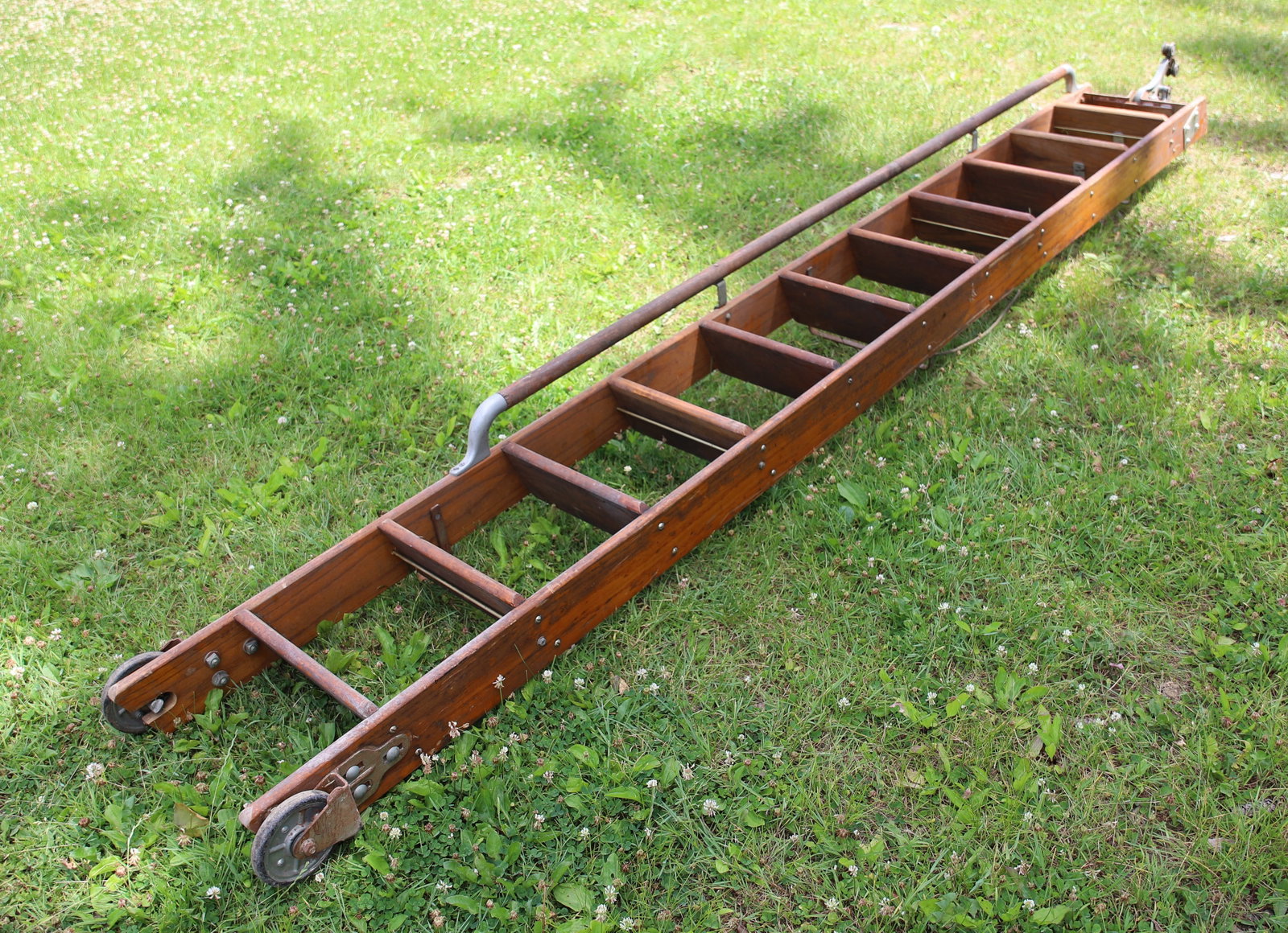 ANTIQUE WOODEN LIBRARY LADDER, BANGOR, PA LIBRARY (1 of 3)