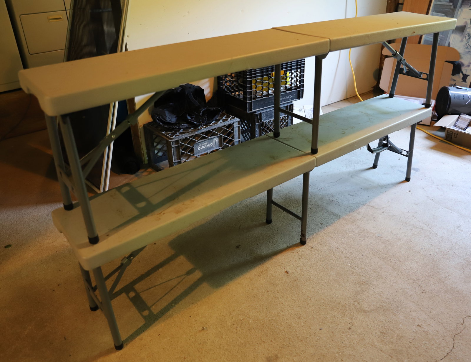PR. OF WHITE FOLDING BENCHES: FOLDING BENCHES PLEASE READ CAREFULLY. THIS IS AN ONLINE ONLY AUCTION. PICK-UP WILL TAKE PLACE AT THE LOCATION OF THE AUCTION AT 1570 HARBOURTON ROCKTOWN RD, LAMBERTVILLE, NJ. 08530 - THERE WILL BE A 