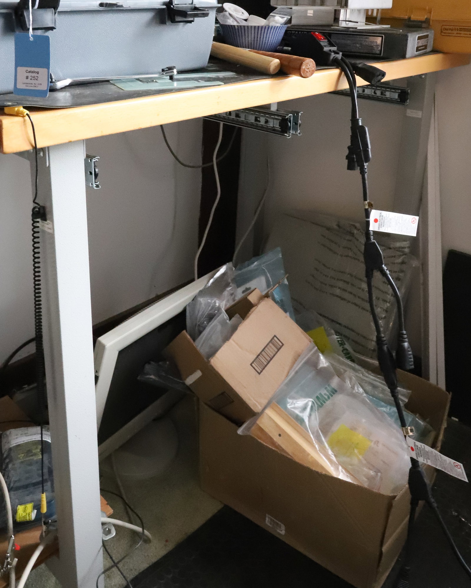 WORKBENCH AND CONTENTS UNDER BOTH BENCHES: TOOLS, RUBBER MAT AND MORE PLEASE READ CAREFULLY. THIS IS AN ONLINE ONLY AUCTION. PICK-UP WILL TAKE PLACE AT THE LOCATION OF THE AUCTION AT 1570 HARBOURTON ROCKTOWN RD, LAMBERTVILLE, NJ. 08530 -