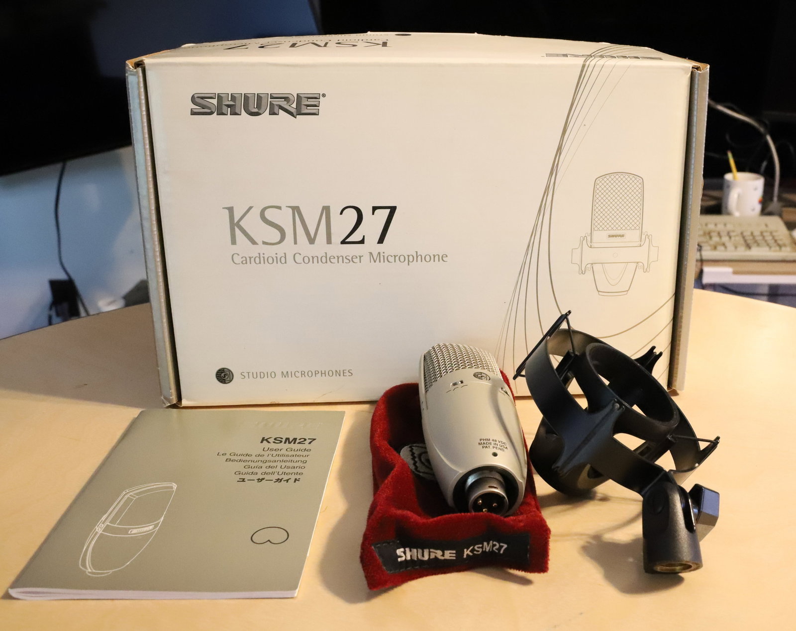 SHURE KSM27 MICROPHONE: CARDIOID CONDENSER MICROPHONE PLEASE READ CAREFULLY. THIS IS AN ONLINE ONLY AUCTION. PICK-UP WILL TAKE PLACE AT THE LOCATION OF THE AUCTION AT 1570 HARBOURTON ROCKTOWN RD, LAMBERTVILLE, NJ. 08530 -