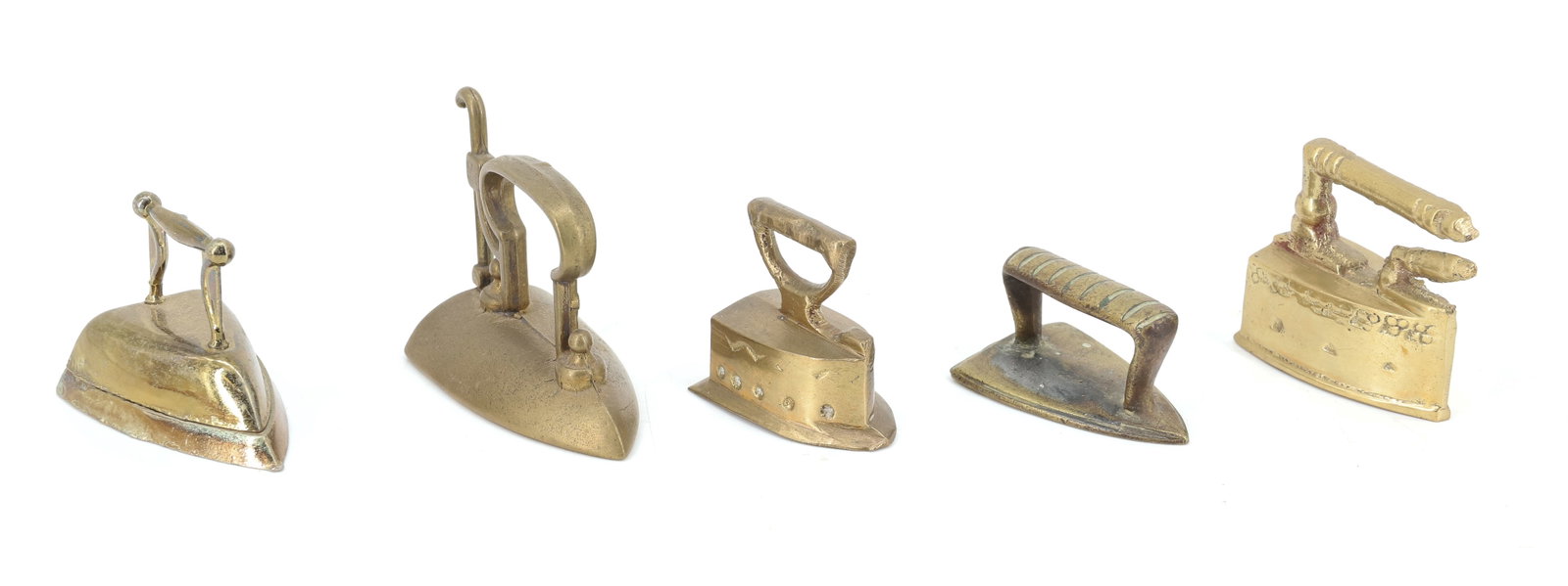 (5) MINIATURE BRASS PRESSING IRONS (1 of 5)
