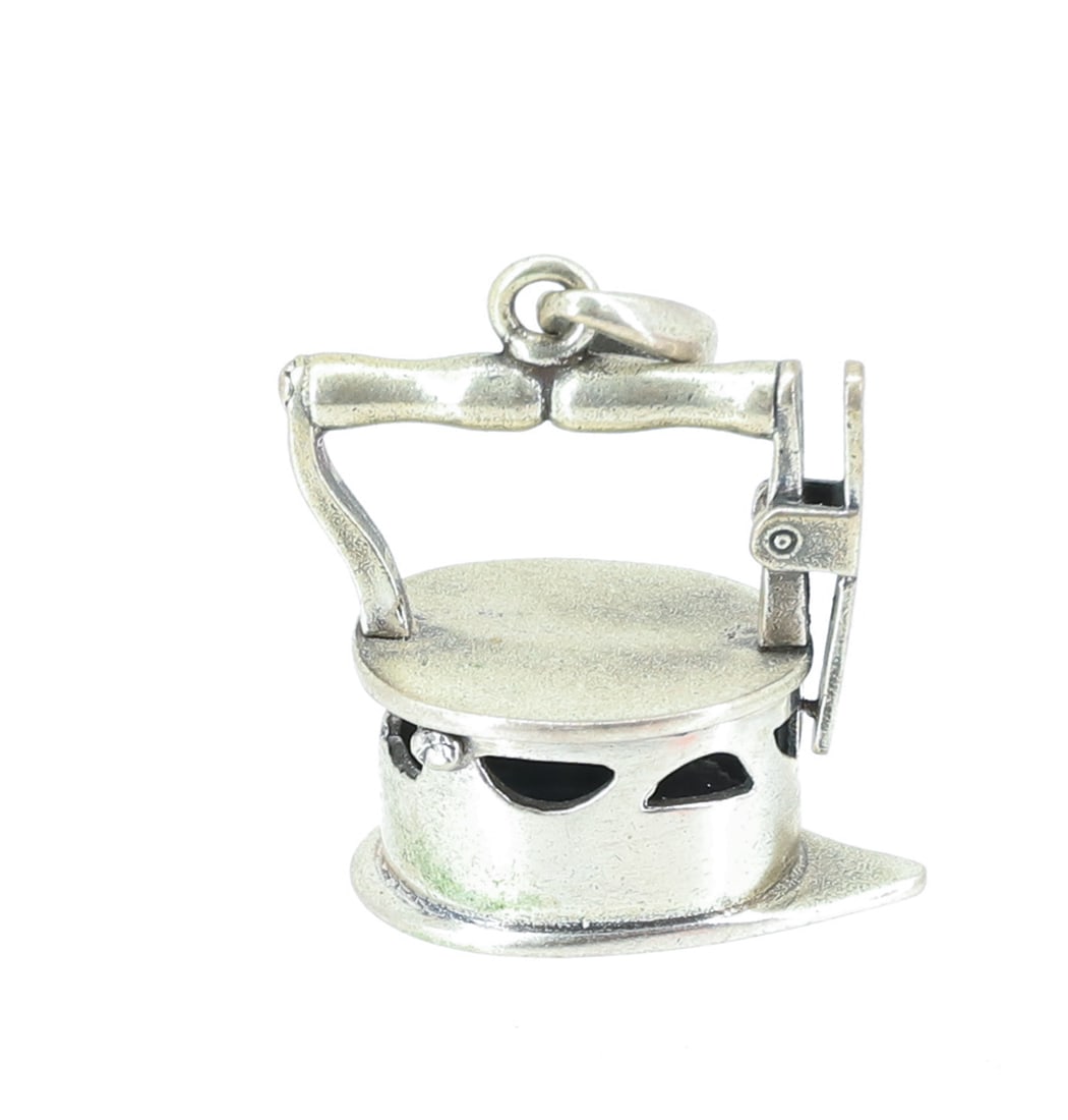 STERLING SILVER IRON CHARM: CHARCOAL IRON. PLEASE READ CAREFULLY - ITEMS MUST BE PAID FOR THROUGH LIVE AUCTIONEERS OR WITH CASH OR CHECK IN PERSON - Terms for Purchasing and Shipping of Auction Items. Please read carefully befor