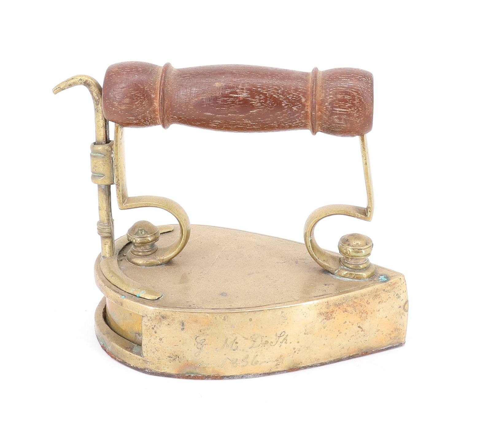 19TH C. BRASS TEARDROP SHAPE SLUG IRON (1 of 5)