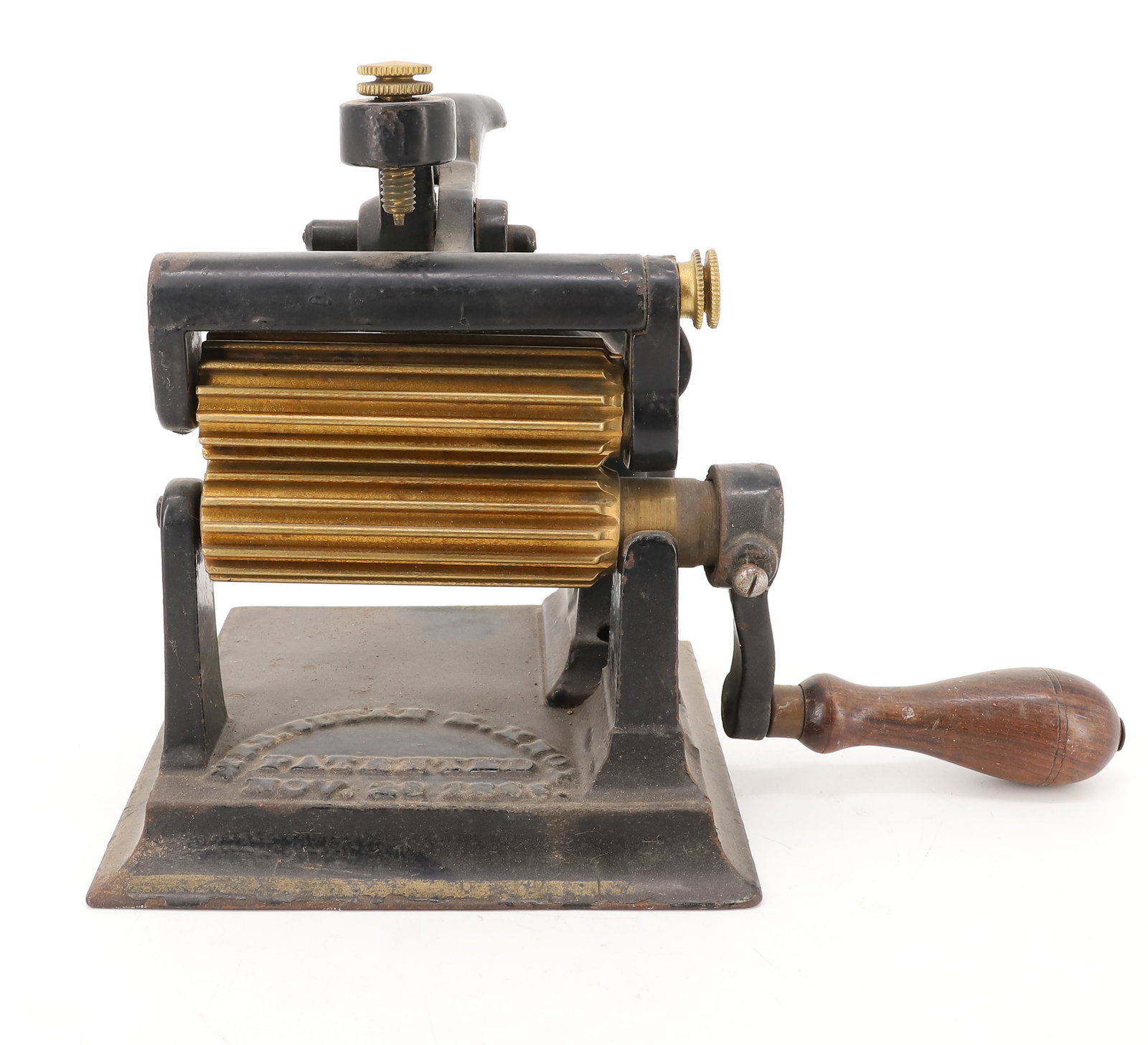 KNOX FLUTER MACHINE: PATENT 11/20/1866. PAINTED SURFACE. BRASS ROLLERS 4" L. PLEASE READ CAREFULLY - ITEMS MUST BE PAID FOR THROUGH LIVE AUCTIONEERS OR WITH CASH OR CHECK IN PERSON - Terms for Purchasing and Shipping of A