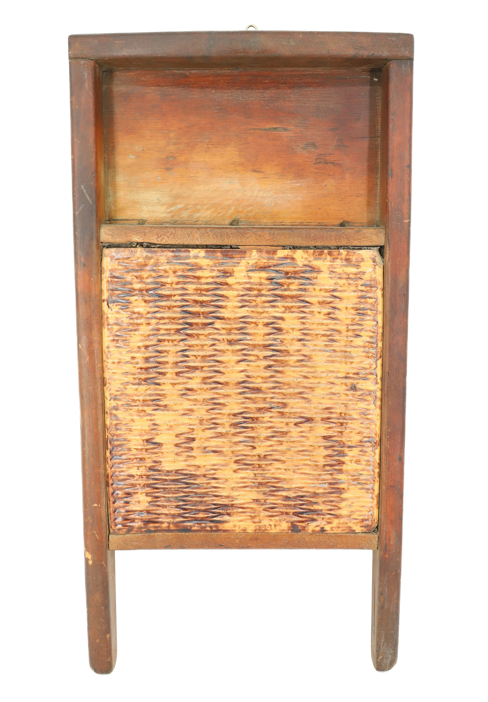 ROCKINGHAM GLAZE WASHBOARD: YELLOW WARE INSERT WITH BROWN GLAZE DECORATION, WOODEN FRAMEWORK - 24" X 12" PLEASE READ CAREFULLY - ITEMS MUST BE PAID FOR THROUGH LIVE AUCTIONEERS OR WITH CASH OR CHECK IN PERSON - Terms for