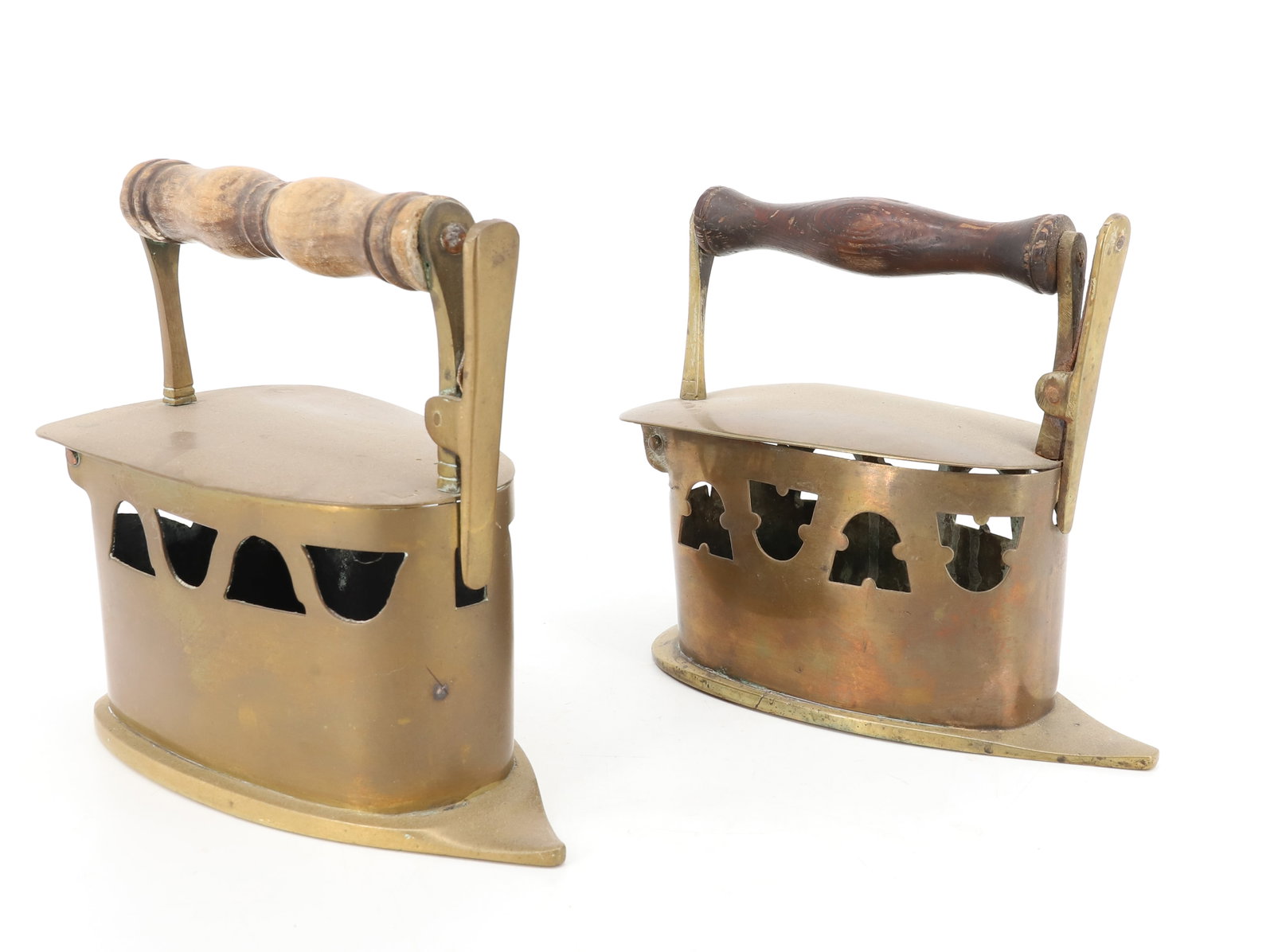 (2) BRASS CHARCOAL IRONS (1 of 5)