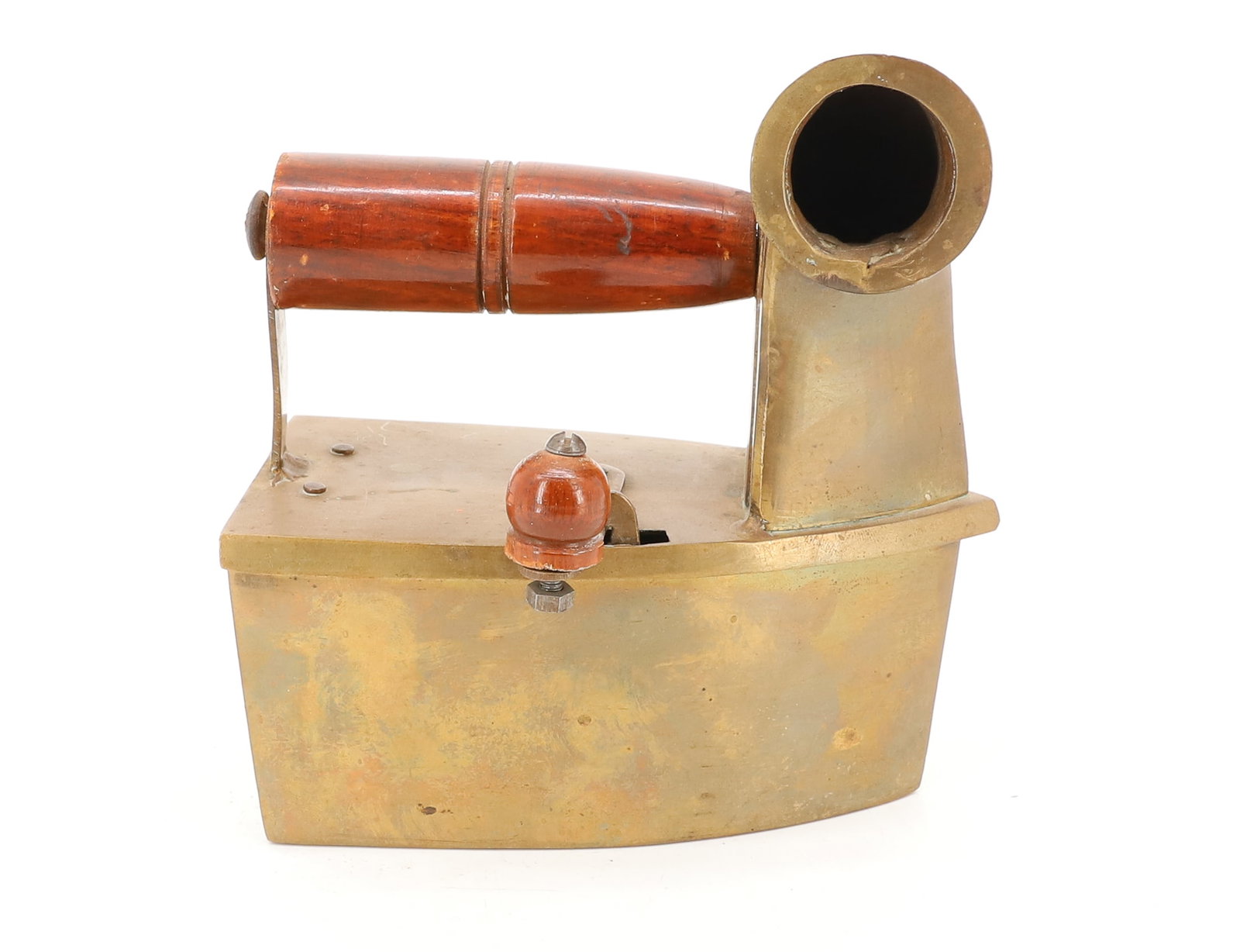 UNUSUAL MINIATURE 19TH C. BRASS CHARCOAL IRON (1 of 5)