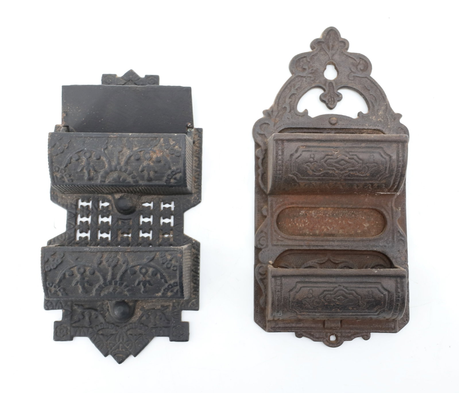 (2) CAST IRON HANGING MATCH SAFES (1 of 4)