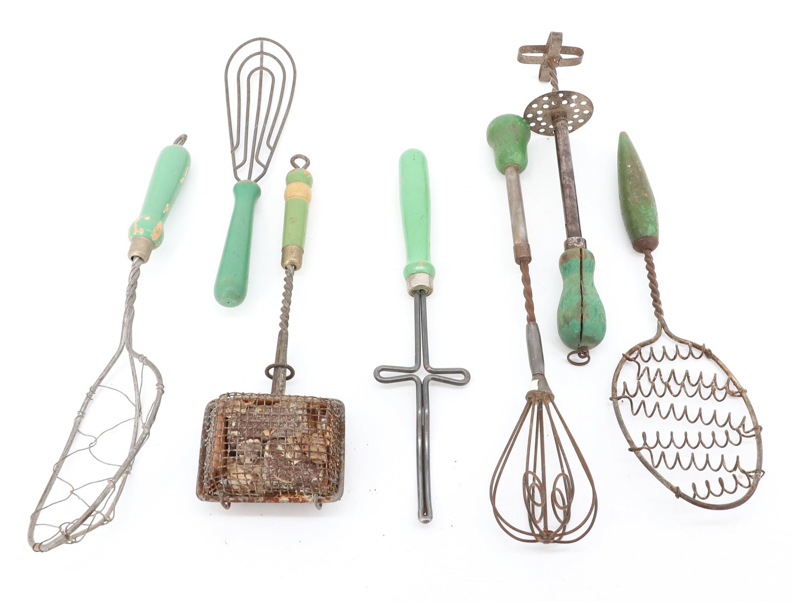 LOT OF GREEN HANDLED KITCHEN UTENSILS (1 of 2)