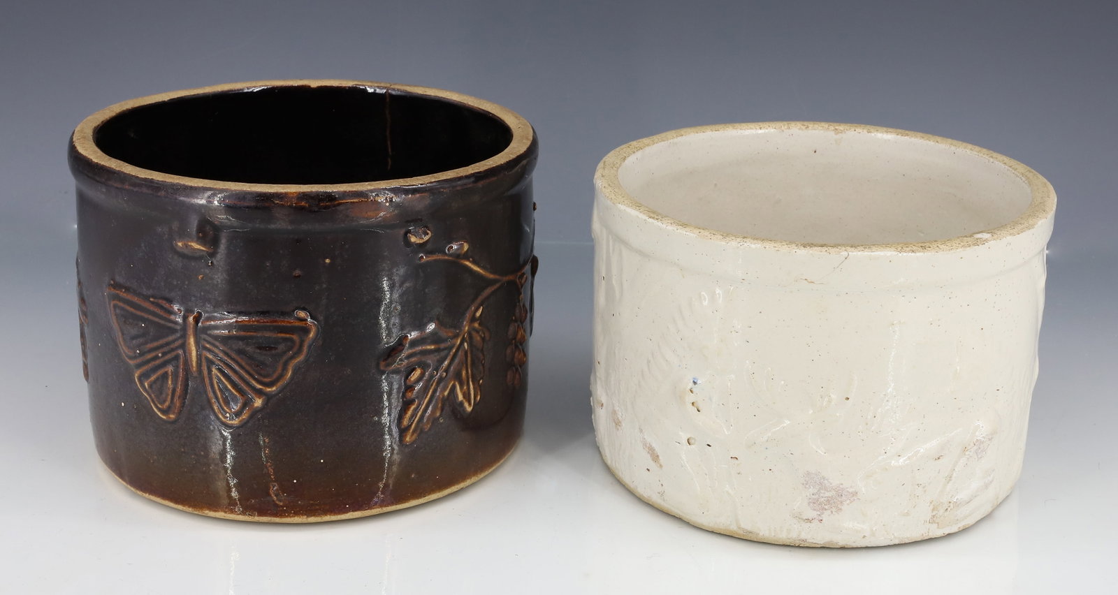 (2) STONEWARE BUTTER CROCKS (1 of 10)