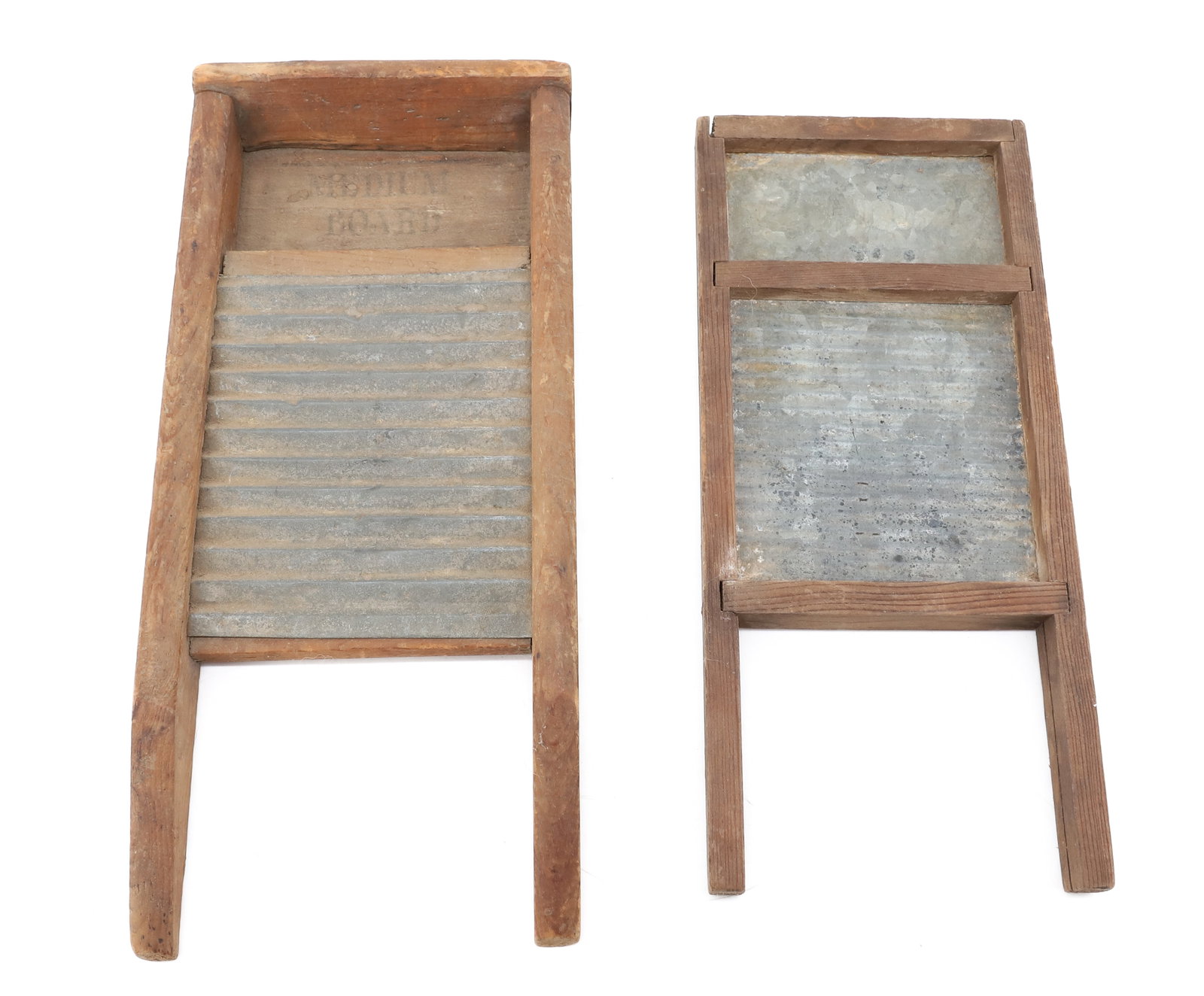 (2) MINIATURE GALVANIZED WASHBOARDS: LARGER MARKED; MEDIUM BOARD, OUR DARLING - 10" X 4 1/2" - 11" X 5" PLEASE READ CAREFULLY - ITEMS MUST BE PAID FOR THROUGH LIVE AUCTIONEERS OR WITH CASH OR CHECK IN PERSON - Terms for Purchasing and