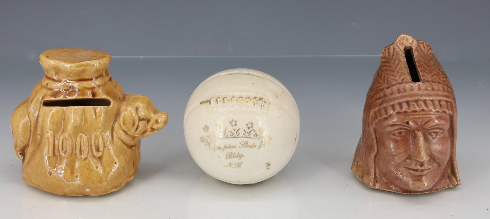 LOT OF (3) POTTERY BANKS (1 of 4)