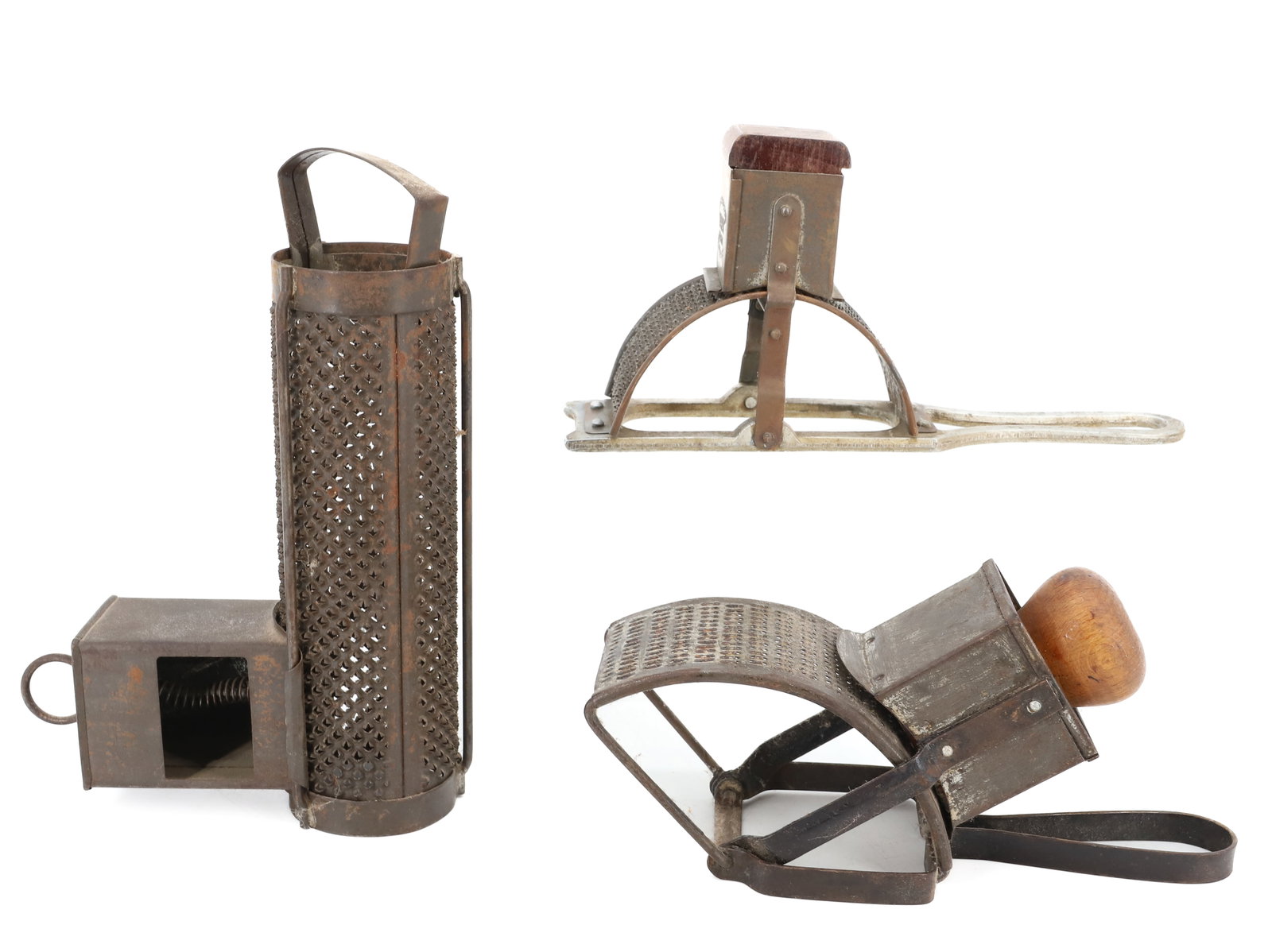 LOT OF UNUSUAL TIN GRATERS (1 of 4)