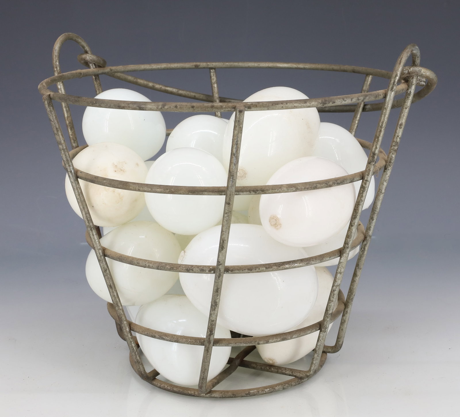 METAL EGG BASKET WITH BLOWN GLASS EGGS (1 of 4)