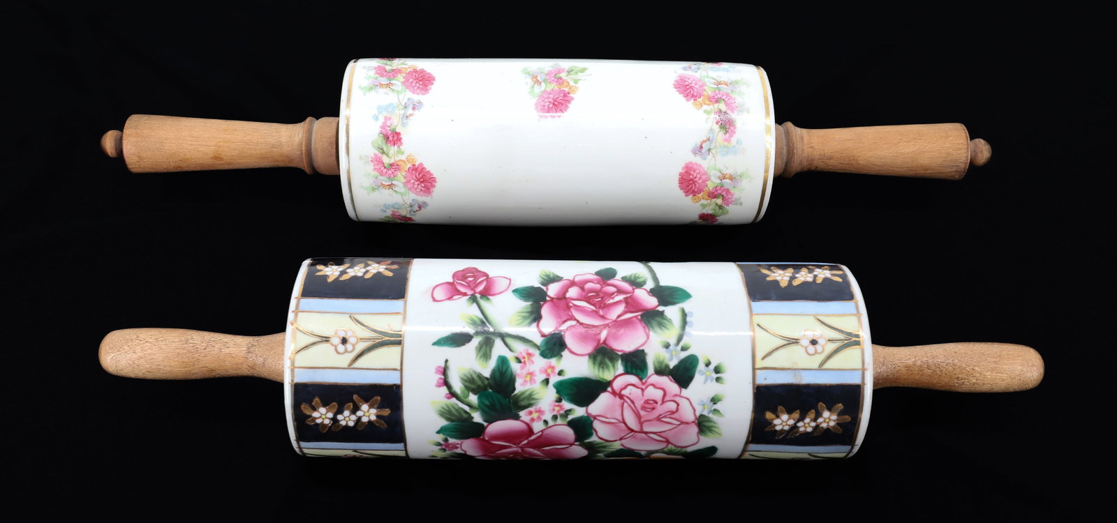 (2) PORCELAIN DECORATED ROLLING PINS (1 of 4)