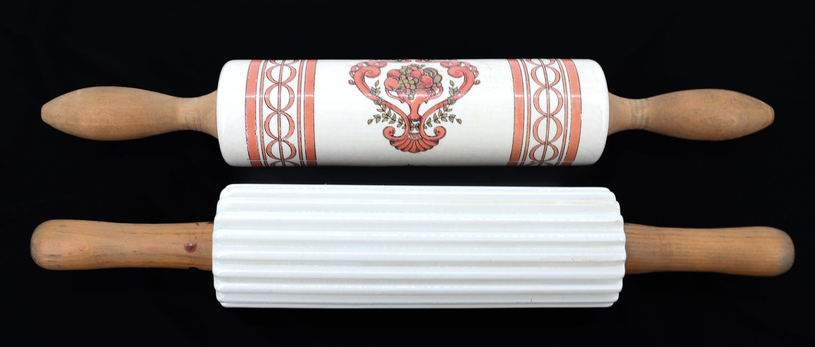 (2) PORCELAIN DECORATED ROLLING PINS (1 of 5)