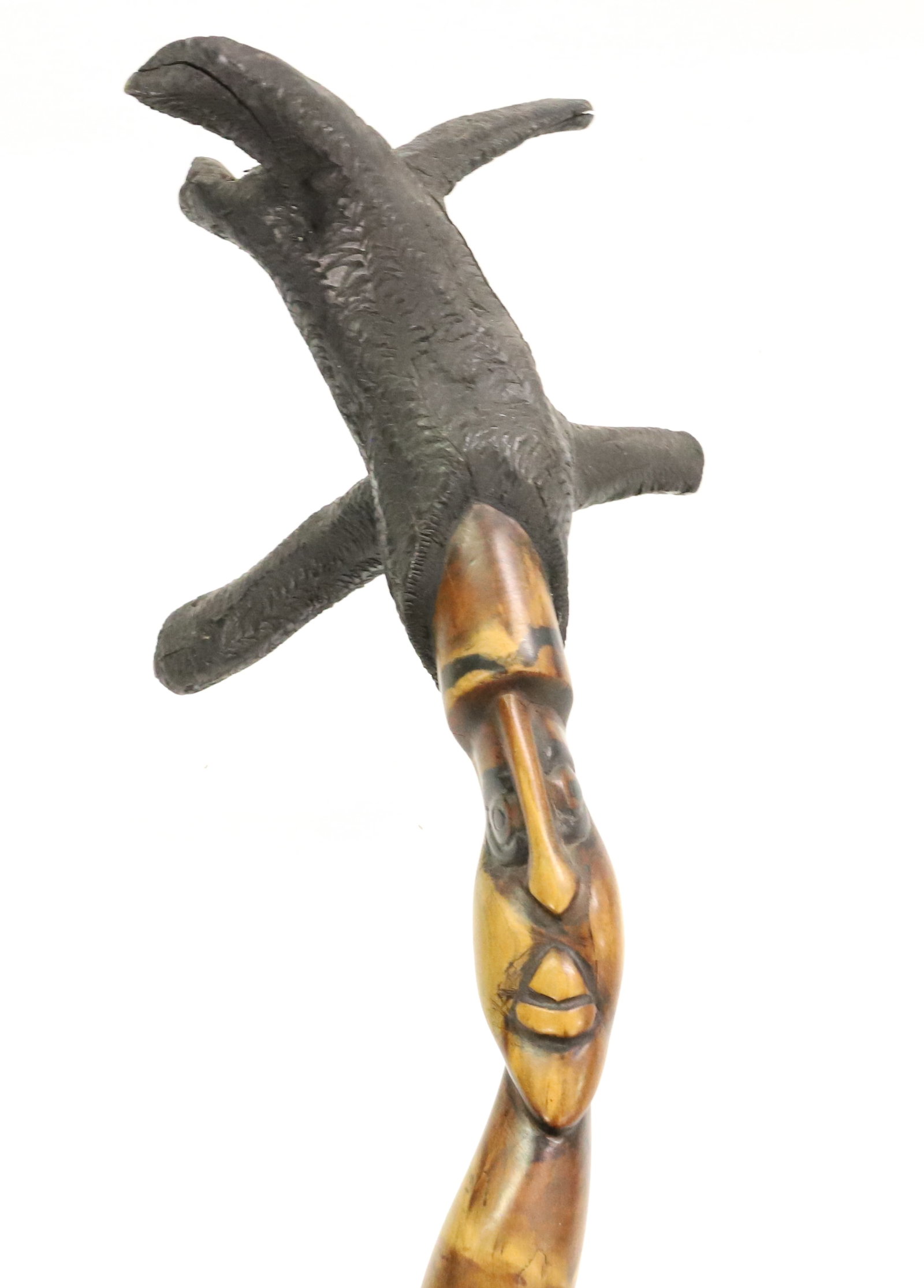 CARVED WOODEN WALKING STICK (1 of 5)