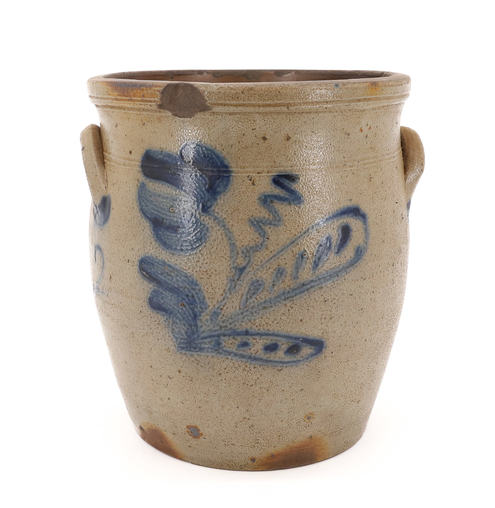 TWO GALLON BLUE DECORATED CROCK (1 of 6)