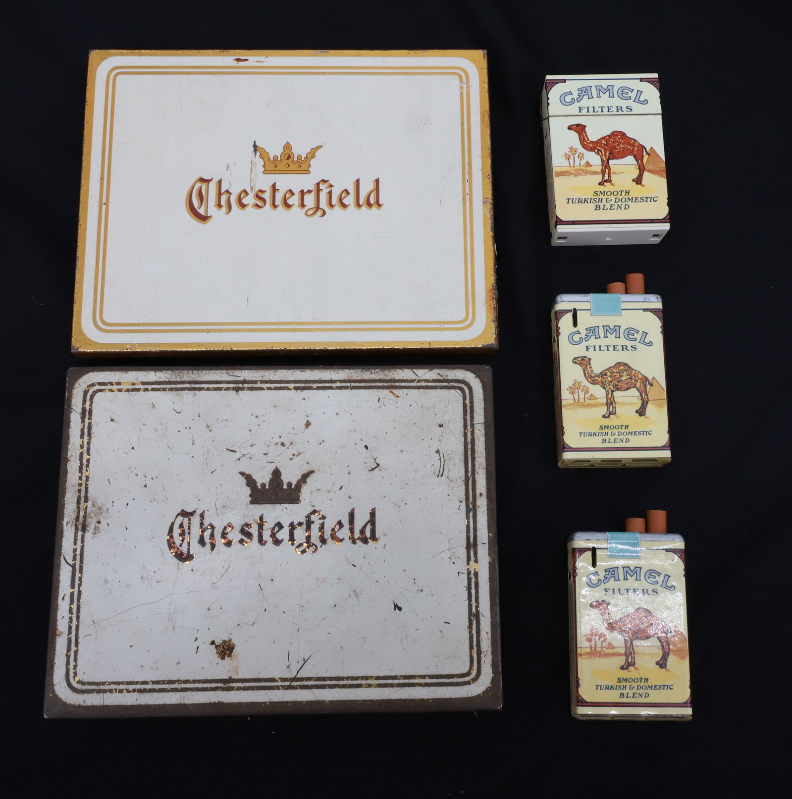 LOT OF TIN CIGARETTE TINS AND LIGHTERS (1 of 6)