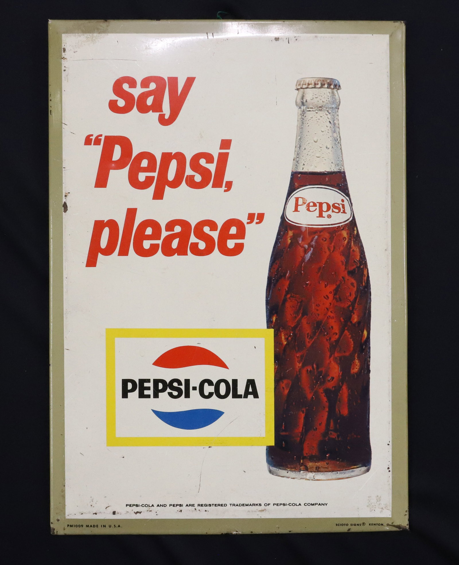 "SAY PEPSI PLEASE" TIN LITHO SIGN (1 of 4)