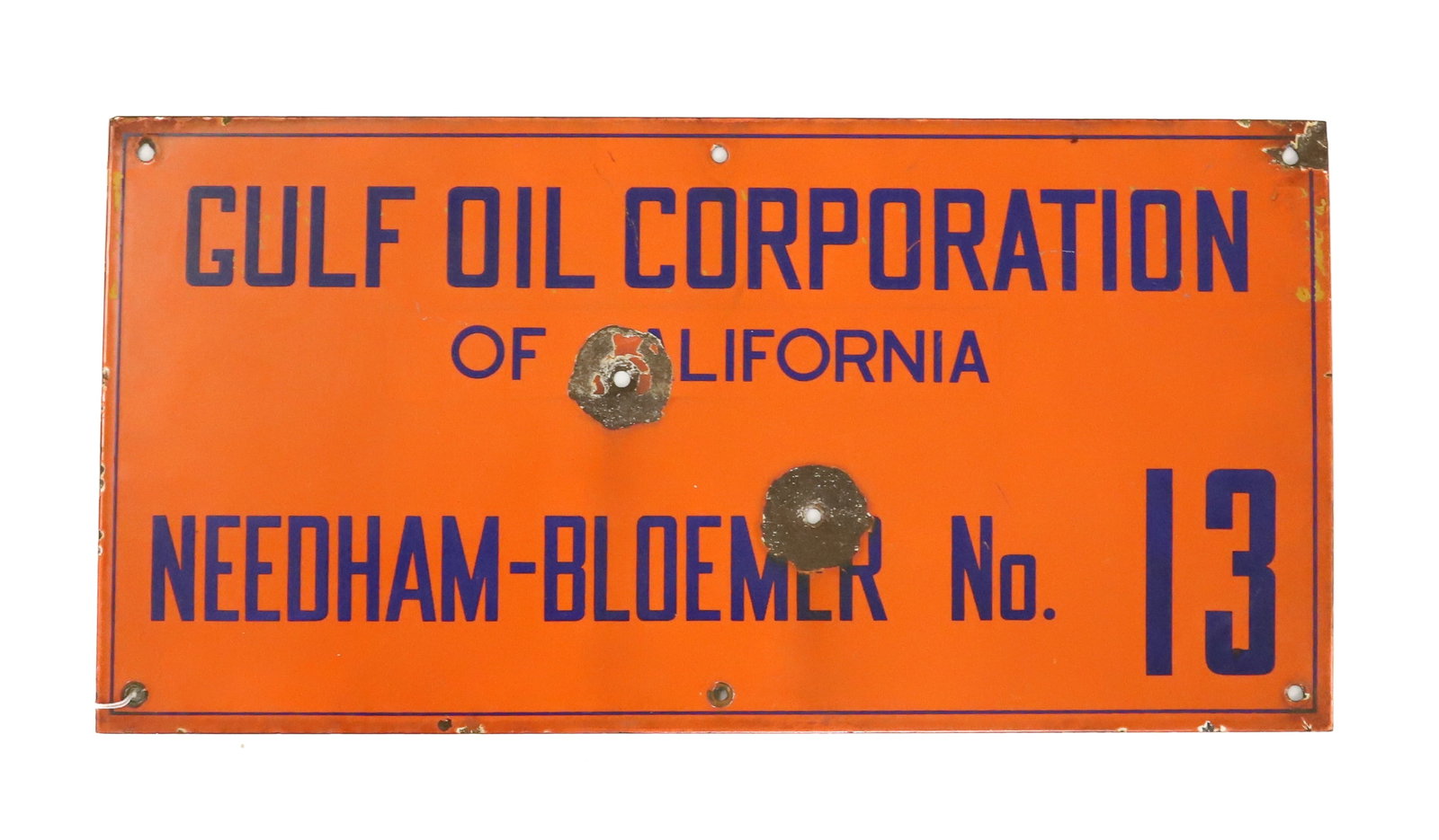 "GULF OIL CORPORATION OF CALIFORNIA" PORCELAIN SIGN (1 of 4)