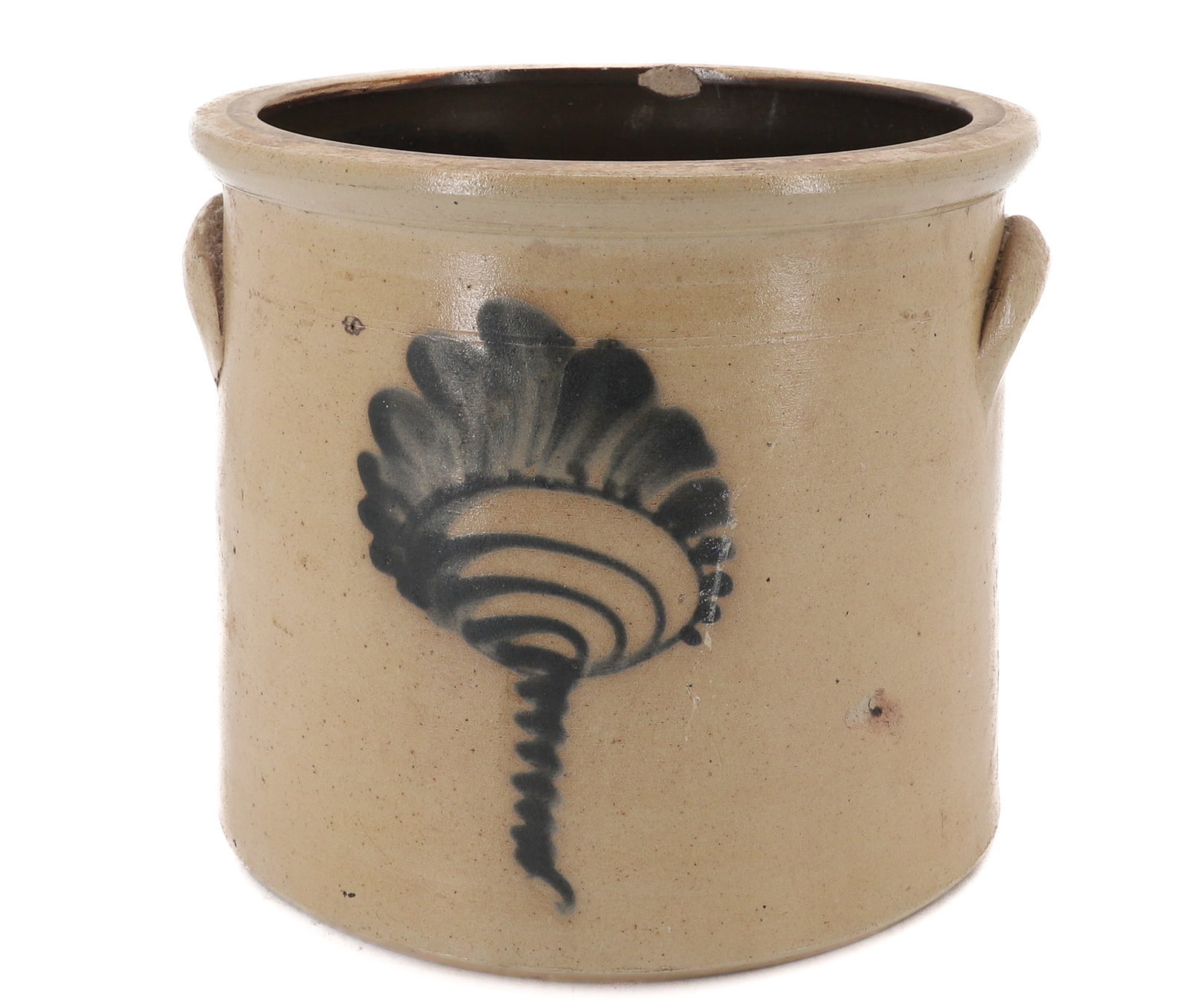 BLUE DECORATED STONEWARE CROCK (1 of 6)