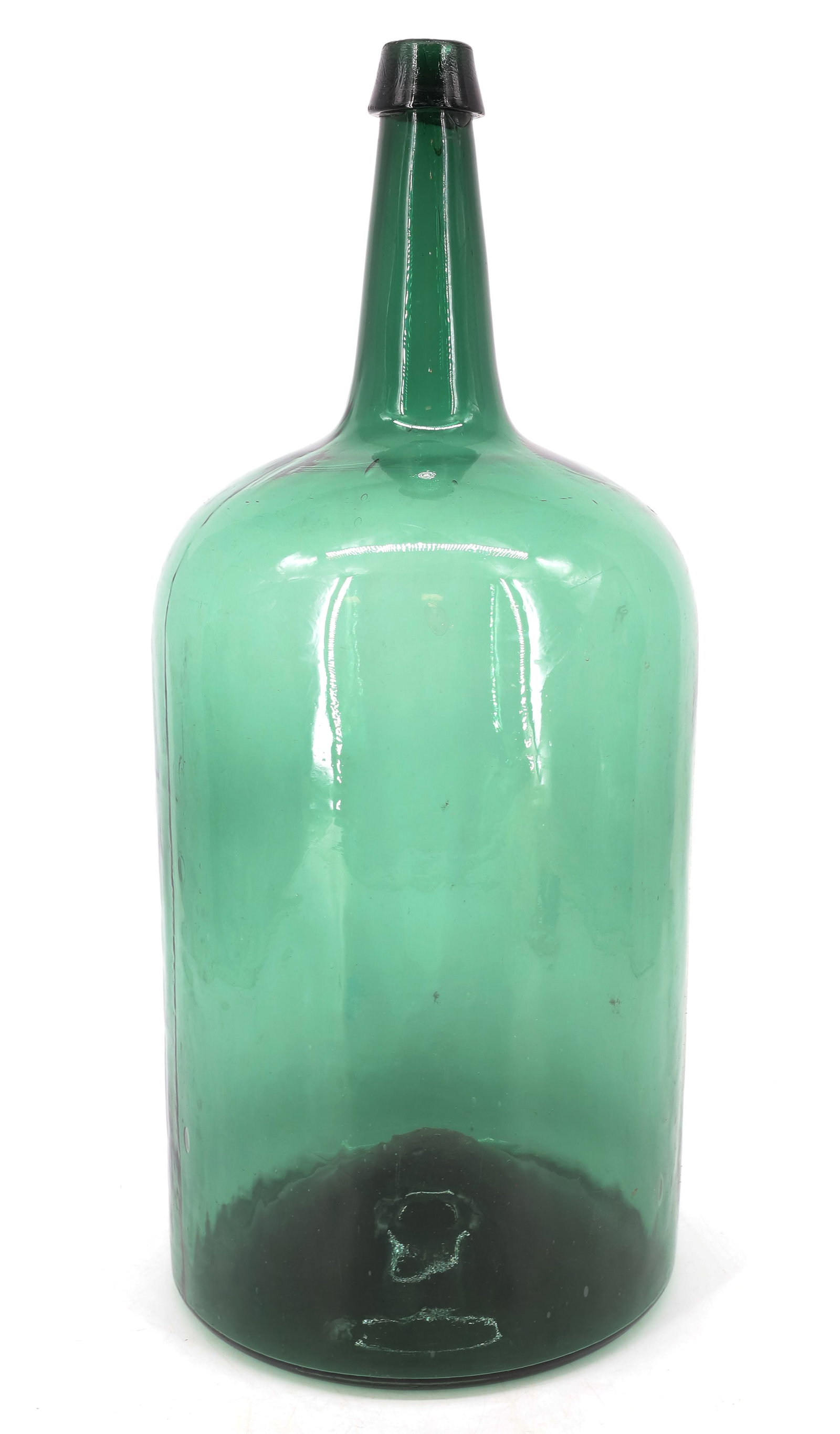 LARGE BLOWN GLASS GREEN BOTTLE (1 of 6)
