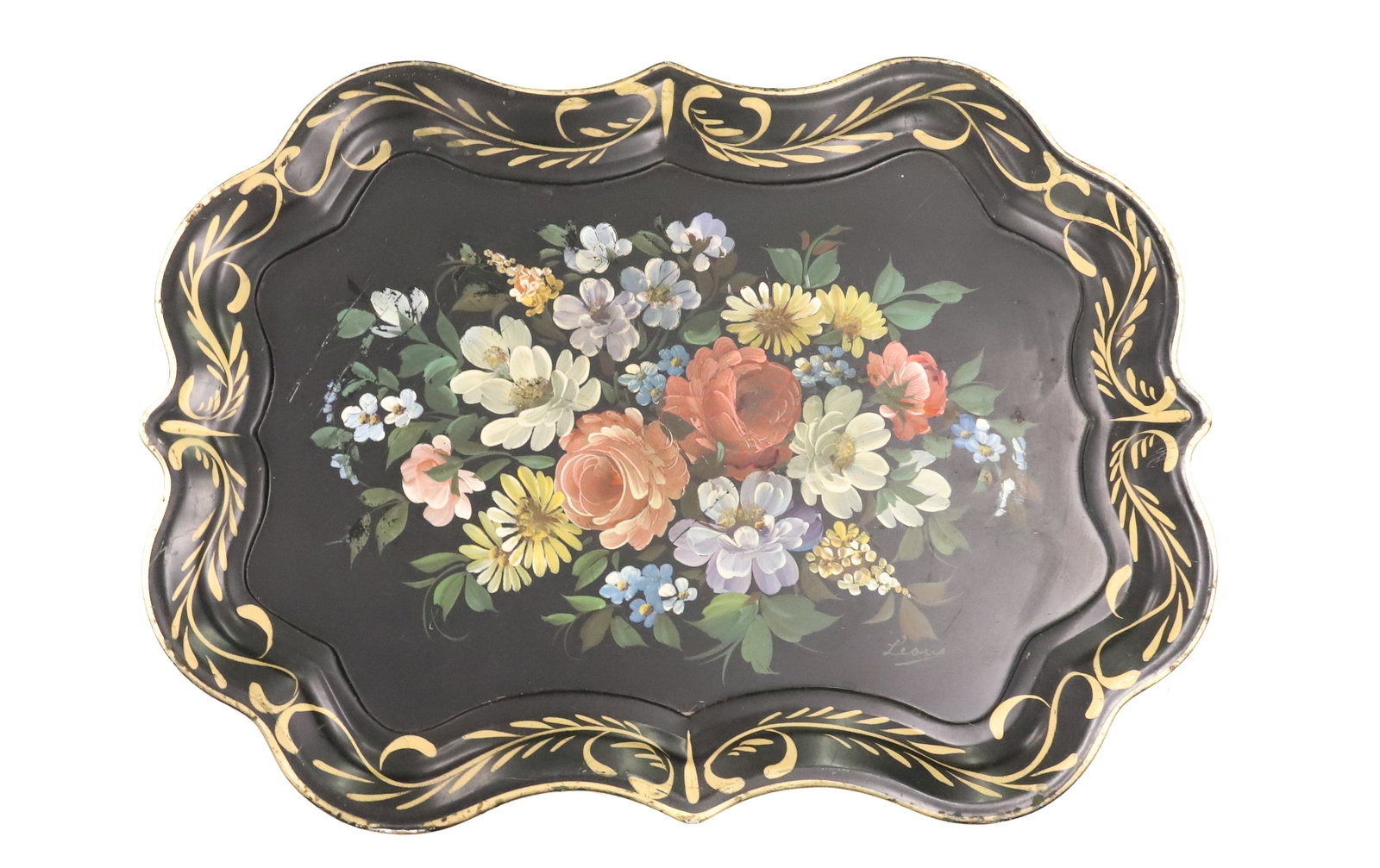 (2) TOLEWARE SERVING TRAYS - 2
