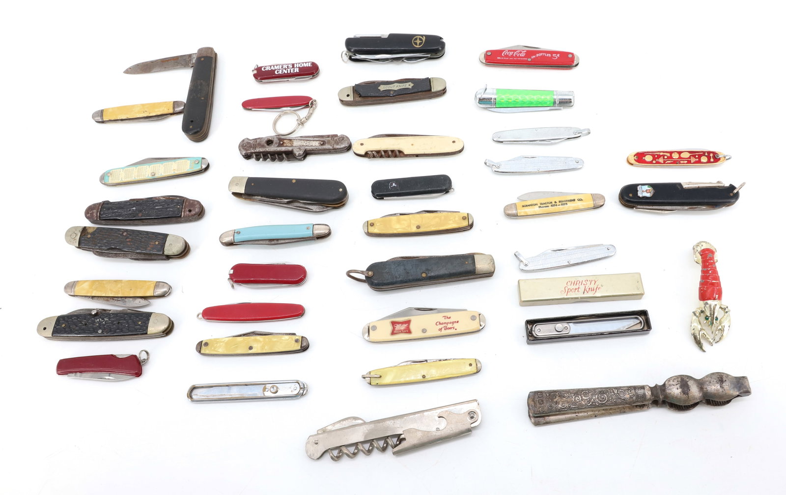(34) FOLDING KNIVES: VINTAGE AND MODERN IMPERIAL, ETC WINE OPENERS 2 1/2" TO 5 1/2" PLEASE READ CAREFULLY - ITEMS MUST BE PAID FOR THROUGH LIVE AUCTIONEERS OR WITH CASH OR CHECK IN PERSON - Terms for Purchasing and