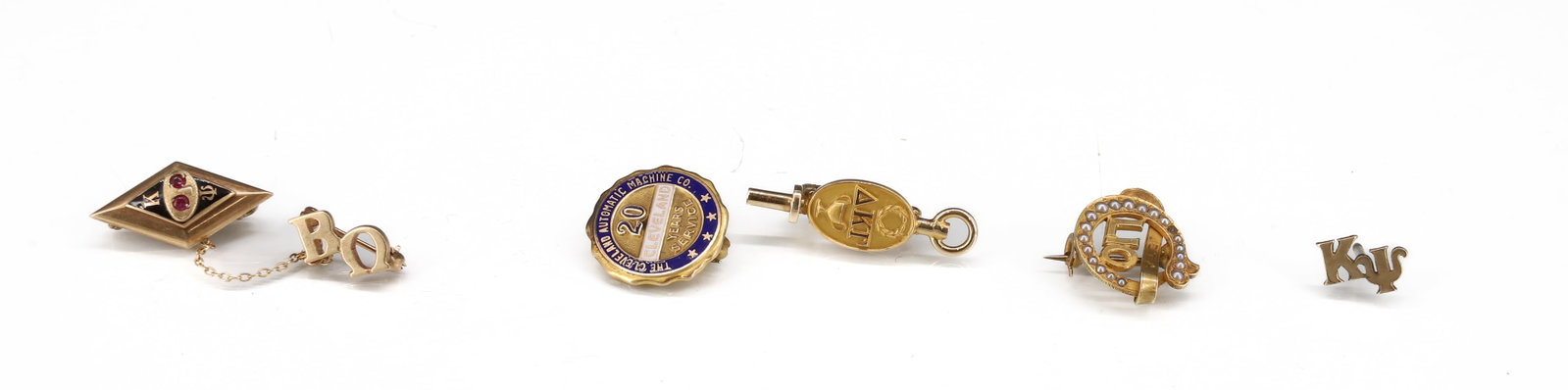 (5) 10K GOLD ASSOC, SERVICE, FRAT PINS: FIVE PINS TOTAL WEIGHT 6.2 DWT PLEASE READ CAREFULLY - ITEMS MUST BE PAID FOR THROUGH LIVE AUCTIONEERS OR WITH CASH OR CHECK IN PERSON - Terms for Purchasing and Shipping of Auction Items. Please