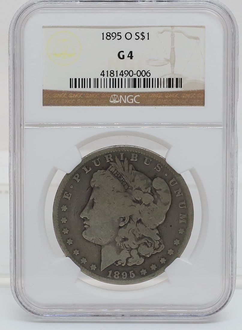 1895 O MORGAN DOLLAR: NGC GRADED G4 PLEASE READ CAREFULLY - PREVIEW FOR THIS AUCTION WILL BE THE DAY OF THE SALE FROM 9:00 AM TILL 1:00 PM AT THE START OF THE AUCTION - SINCE THIS IS A COIN SALE PLEASE NOTE. ITEMS MUST BE 