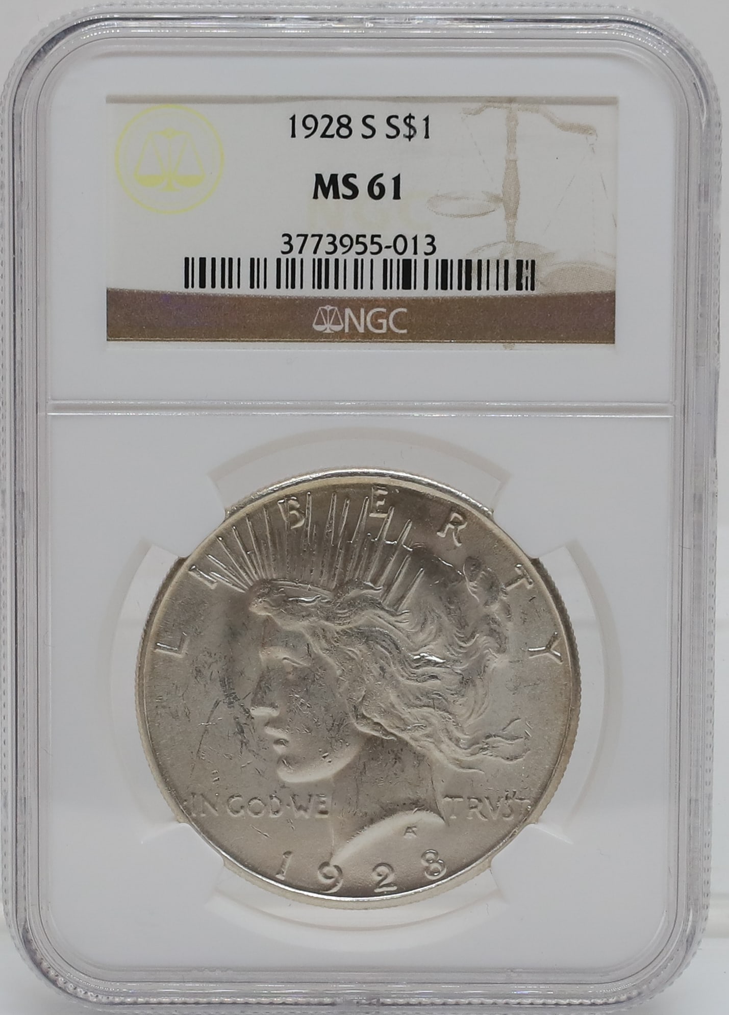 1928 S DOLLAR: NGC GRADED MS 61 PLEASE READ CAREFULLY - PREVIEW FOR THIS AUCTION WILL BE THE DAY OF THE SALE FROM 9:00 AM TILL 1:00 PM AT THE START OF THE AUCTION - SINCE THIS IS A COIN SALE PLEASE NOTE. ITEMS MUST 