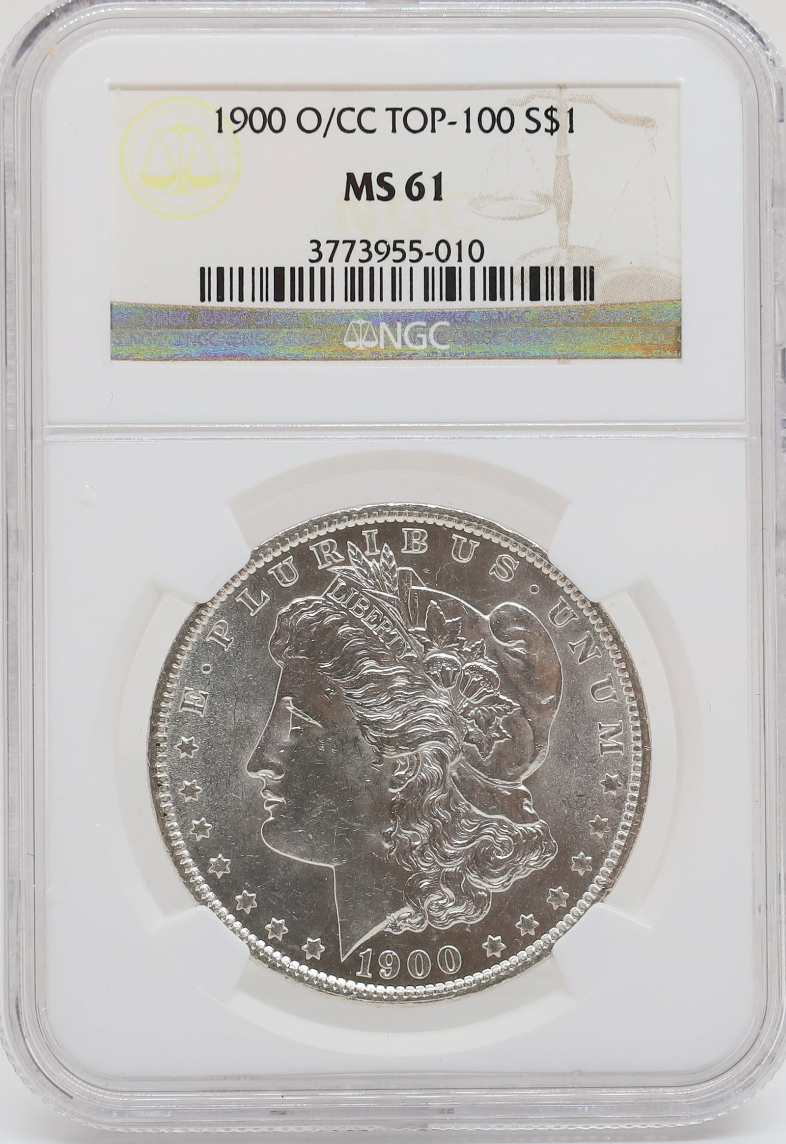 1900 O/CC TOP - 100 MORGAN DOLLAR: NGC GRADED MS 61 PLEASE READ CAREFULLY - PREVIEW FOR THIS AUCTION WILL BE THE DAY OF THE SALE FROM 9:00 AM TILL 1:00 PM AT THE START OF THE AUCTION - SINCE THIS IS A COIN SALE PLEASE NOTE. ITEMS MUST 