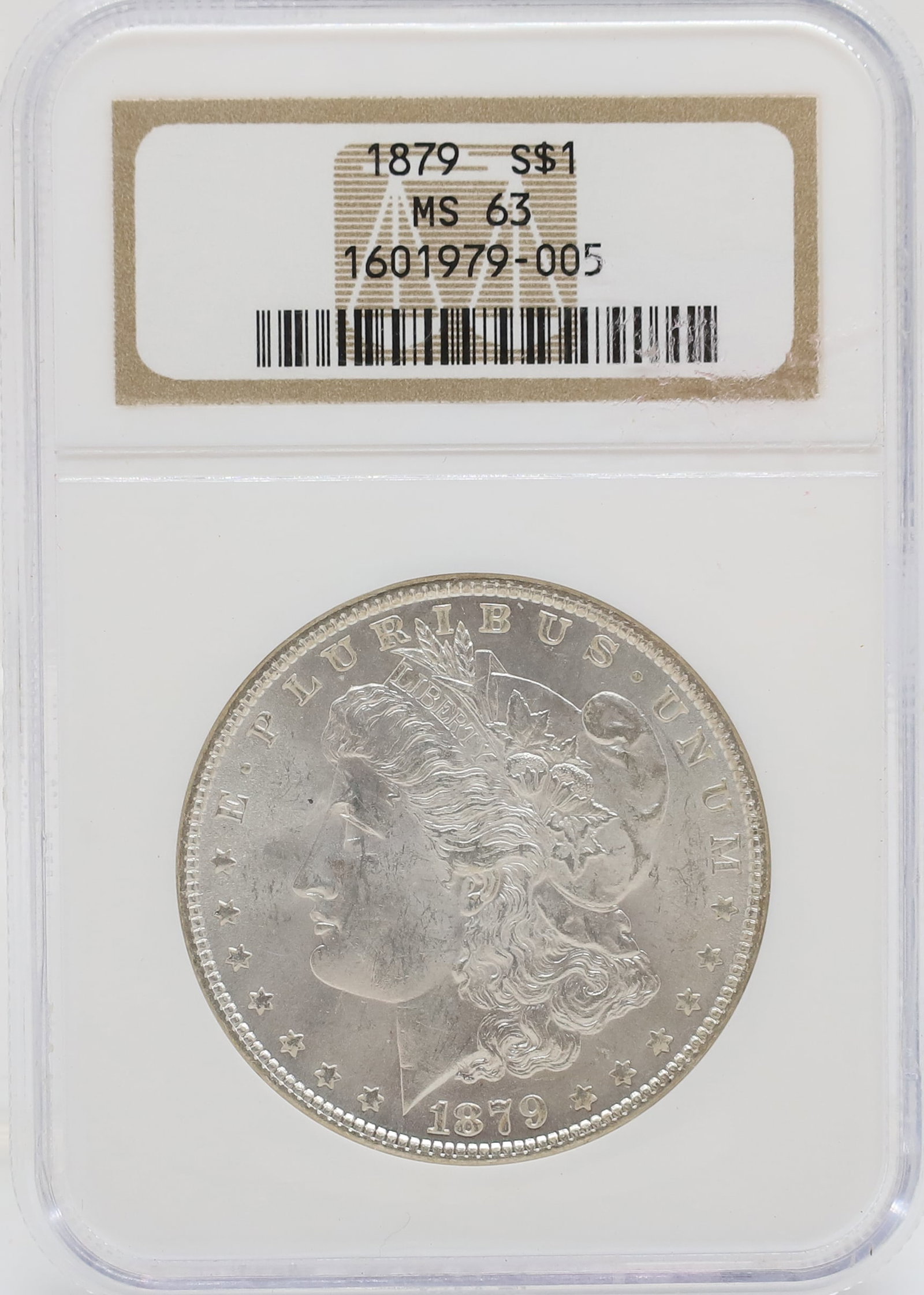 1879 MORGAN DOLLAR: NGC GRADED MS 63 PLEASE READ CAREFULLY - PREVIEW FOR THIS AUCTION WILL BE THE DAY OF THE SALE FROM 9:00 AM TILL 1:00 PM AT THE START OF THE AUCTION - SINCE THIS IS A COIN SALE PLEASE NOTE. ITEMS MUST