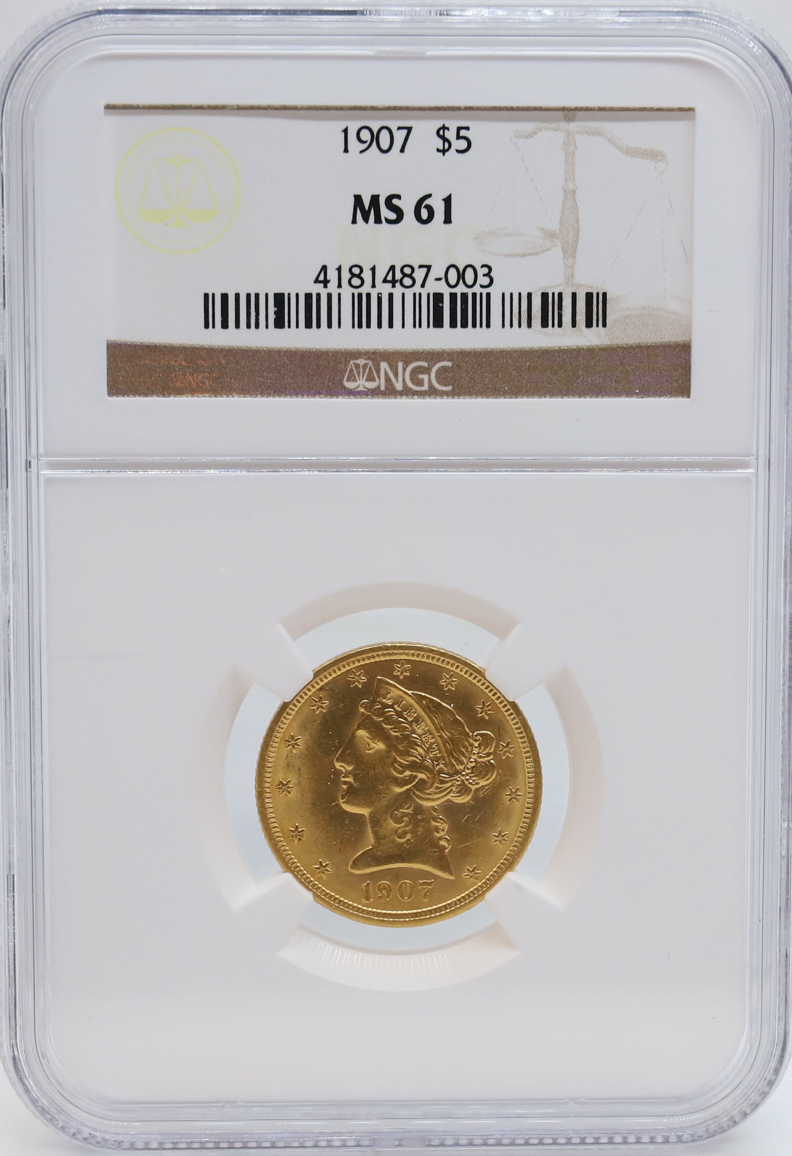1907 U.S. $5.00 GOLD (1 of 4)