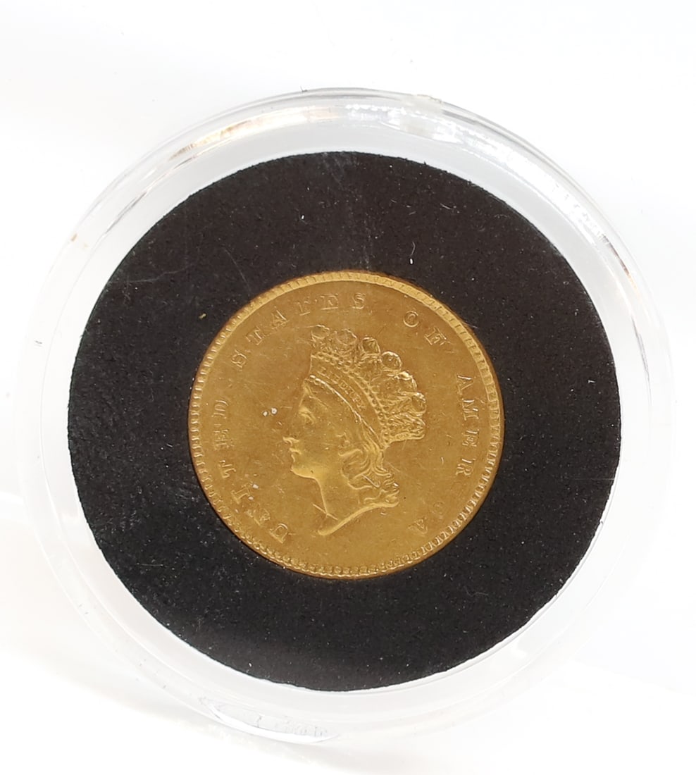 1854 U.S. $1.00 GOLD: NO GRADE PLEASE READ CAREFULLY - PREVIEW FOR THIS AUCTION WILL BE THE DAY OF THE SALE FROM 9:00 AM TILL 1:00 PM AT THE START OF THE AUCTION - SINCE THIS IS A COIN SALE PLEASE NOTE. ITEMS MUST BE PAID