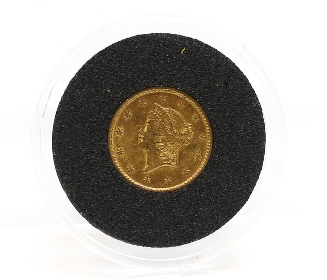 1851 U.S. $1.00 GOLD: NO GRADE PLEASE READ CAREFULLY - PREVIEW FOR THIS AUCTION WILL BE THE DAY OF THE SALE FROM 9:00 AM TILL 1:00 PM AT THE START OF THE AUCTION - SINCE THIS IS A COIN SALE PLEASE NOTE. ITEMS MUST BE PAID