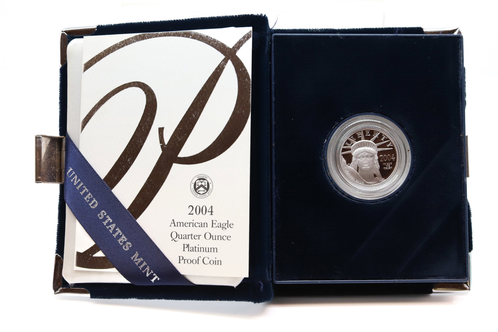 U.S. AMERICAN EAGLE 1/4 OUNCE PROOF PLATINUM COIN: 2004 - NEW IN BOX PLEASE READ CAREFULLY - PREVIEW FOR THIS AUCTION WILL BE THE DAY OF THE SALE FROM 9:00 AM TILL 1:00 PM AT THE START OF THE AUCTION - SINCE THIS IS A COIN SALE PLEASE NOTE. ITEMS