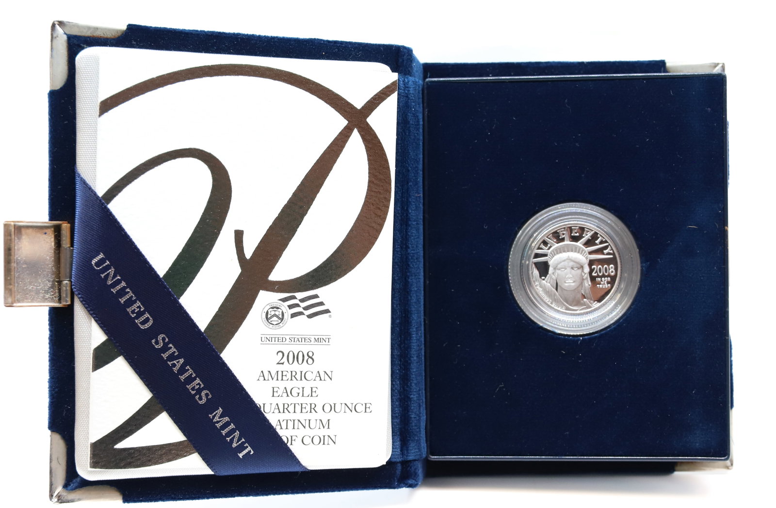 U.S. AMERICAN EAGLE 1/4 OUNCE PROOF PLATINUM COIN: 2008 - NEW IN BOX PLEASE READ CAREFULLY - PREVIEW FOR THIS AUCTION WILL BE THE DAY OF THE SALE FROM 9:00 AM TILL 1:00 PM AT THE START OF THE AUCTION - SINCE THIS IS A COIN SALE PLEASE NOTE. ITEMS