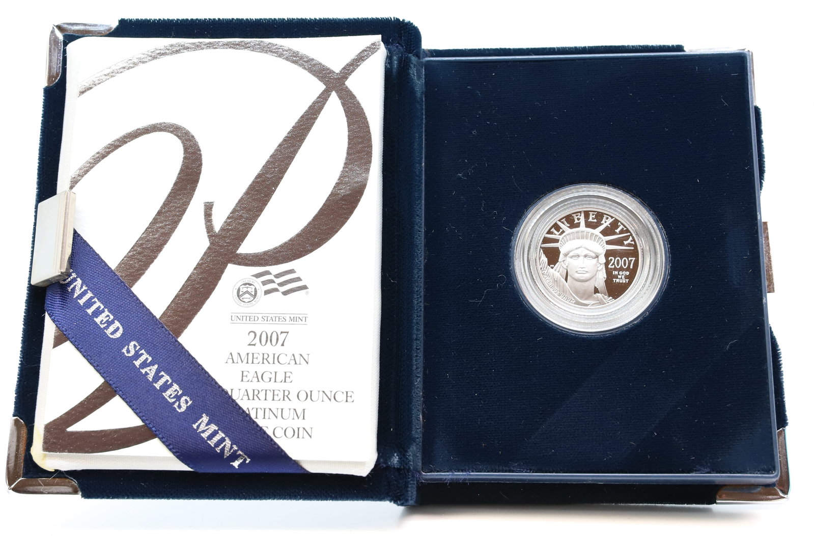 U.S. AMERICAN EAGLE 1/4 OUNCE PROOF PLATINUM COIN: 2007 - NEW IN BOX PLEASE READ CAREFULLY - PREVIEW FOR THIS AUCTION WILL BE THE DAY OF THE SALE FROM 9:00 AM TILL 1:00 PM AT THE START OF THE AUCTION - SINCE THIS IS A COIN SALE PLEASE NOTE. ITEMS