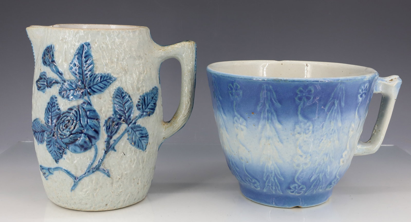 WHITE'S UTICA PITCHER AND STONEWARE BATTER BOWL (1 of 7)