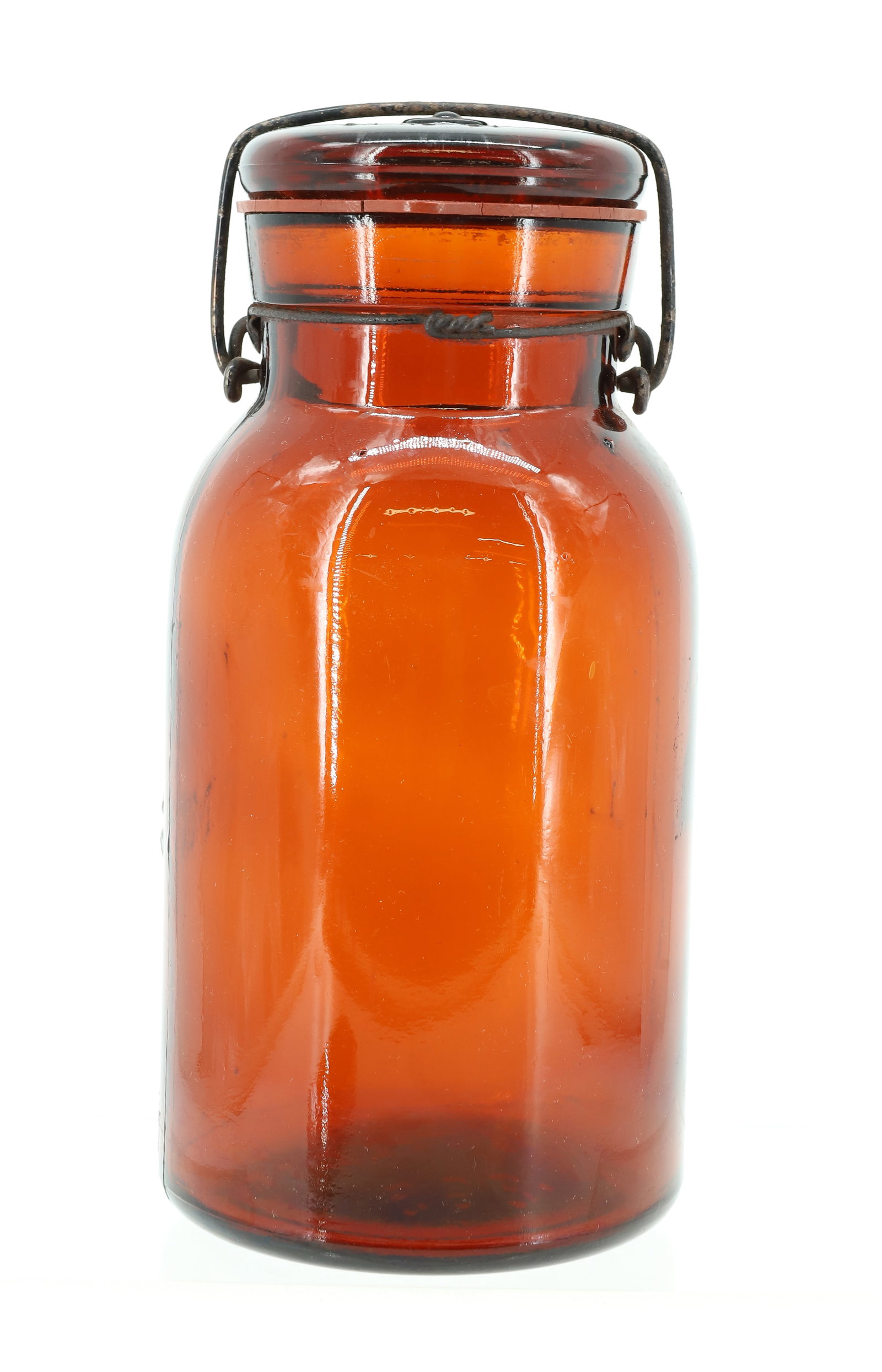 AMBER "LIGHTNING" FRUIT JAR - 2