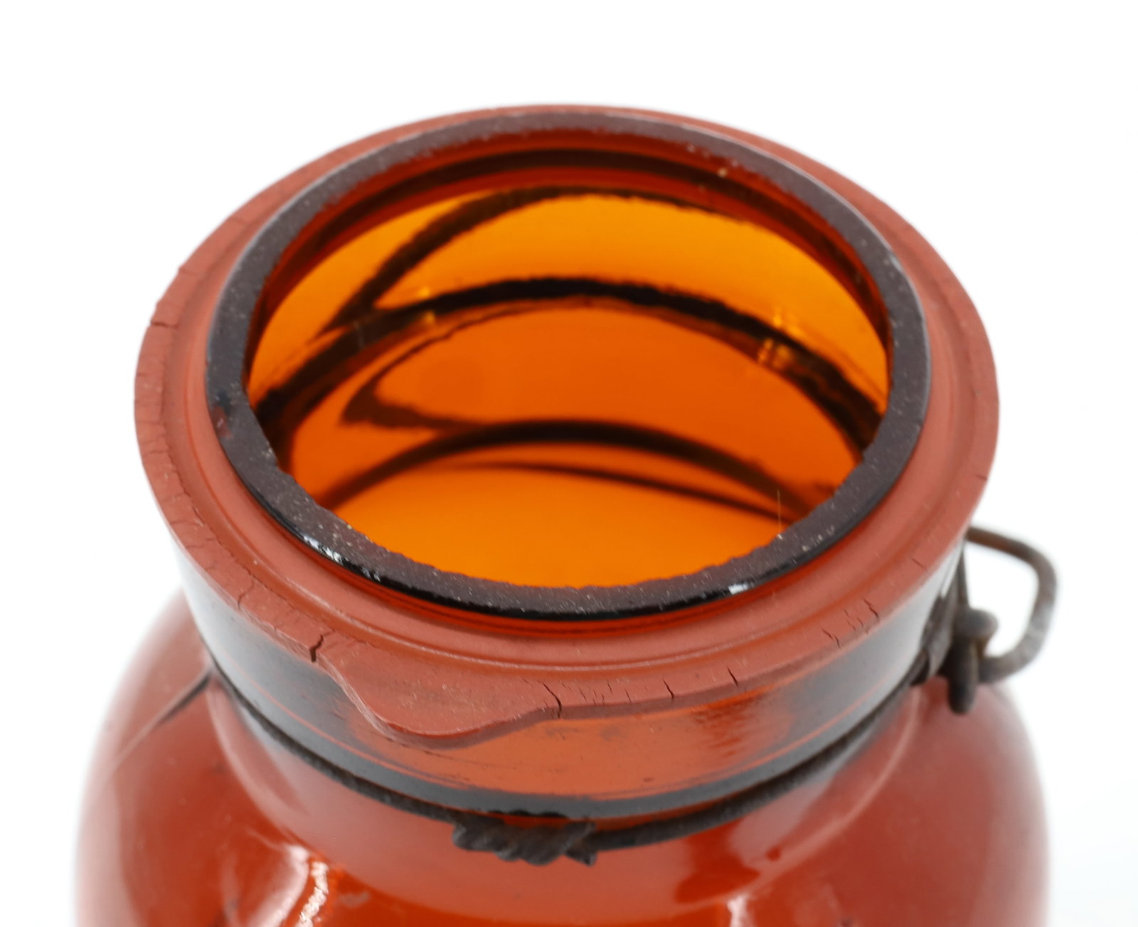 AMBER "LIGHTNING" FRUIT JAR - 5